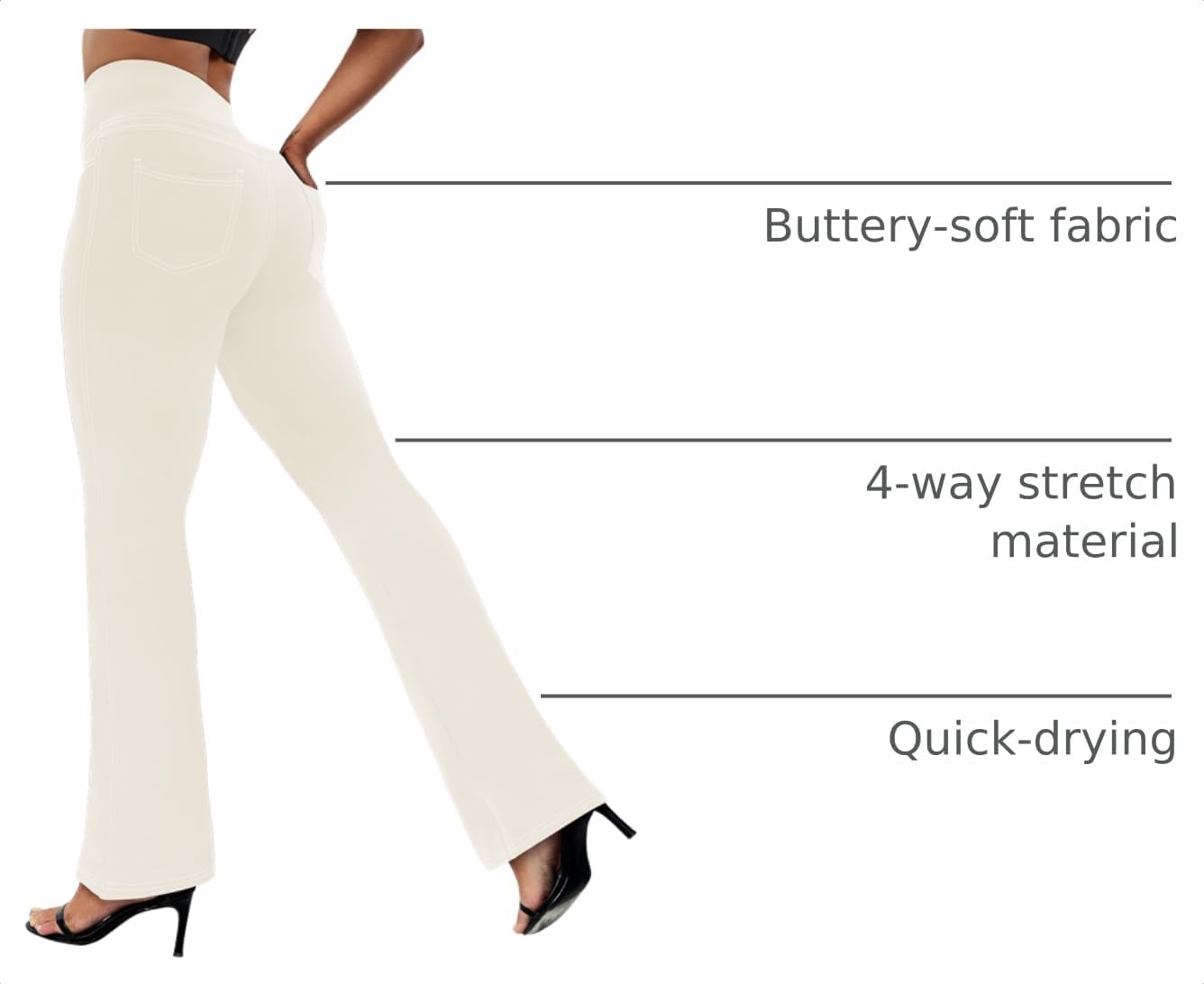 Detalle 2 de VOOVEEYA Women's Bootcut Leggings with 4 Pockets, High Waist and 4-Way Stretch