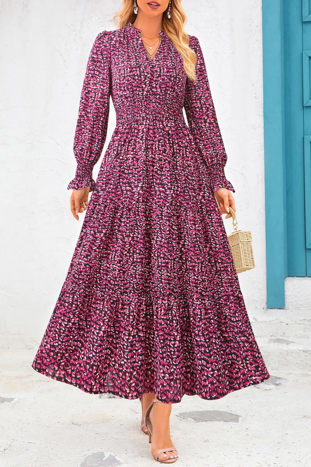 Detalle 2 de PRETTYGARDEN Floral Maxi Dress 2026 V‑Neck