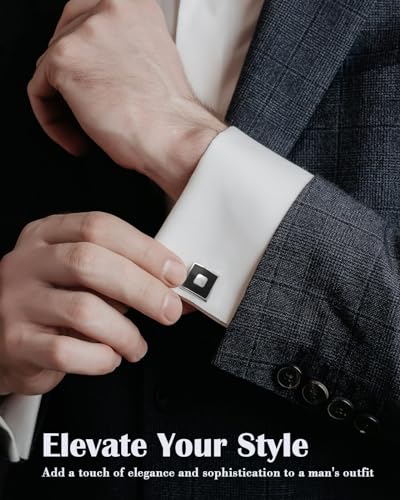 Detalle de Lictin Stainless Steel Cufflinks for Men – Classic Mirror Finish with T-Closure