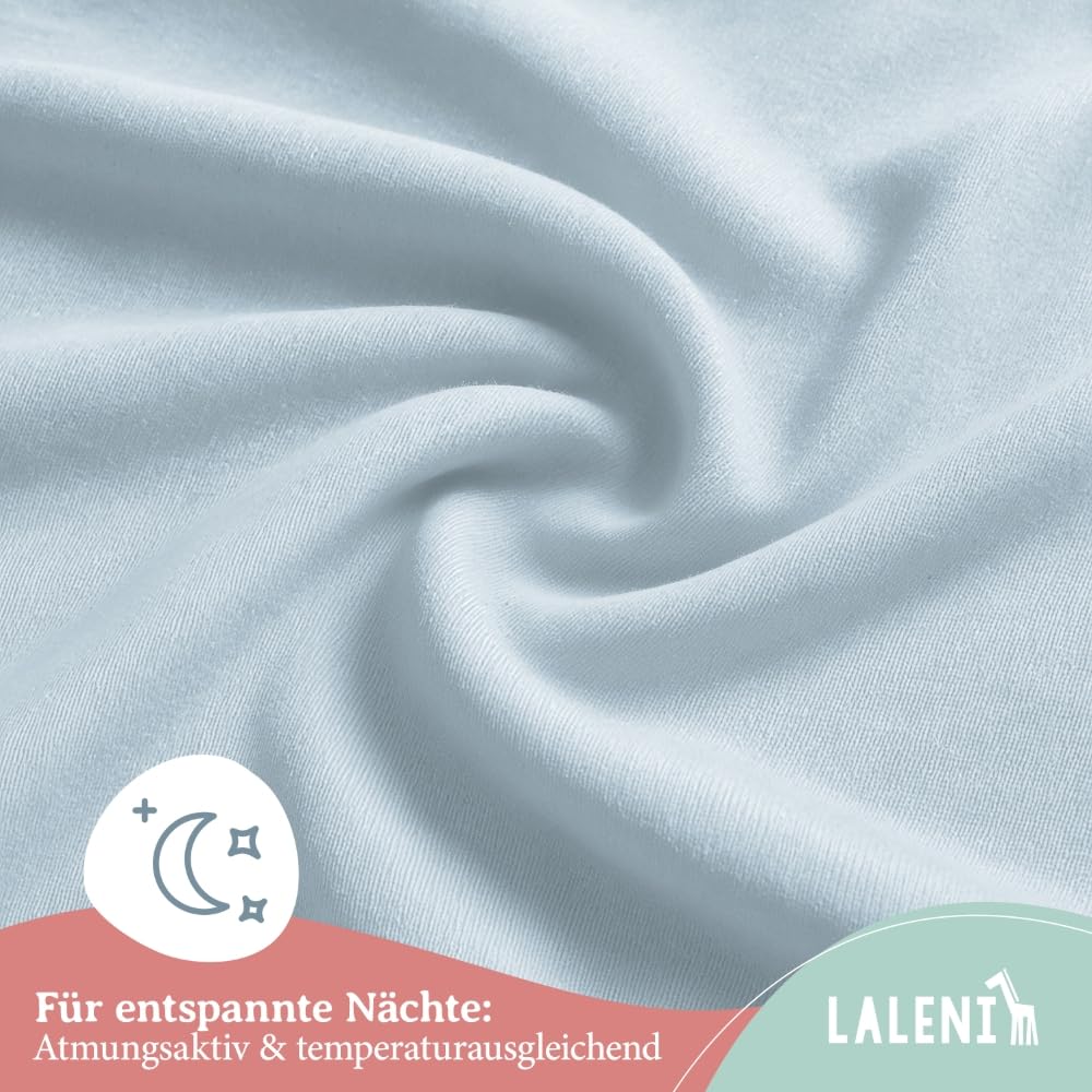 Detalle de Laleni Jersey Spannbettlaken (100×100 cm) für Baby-Beistellbett & Stubenwagen – 100% Baumwolle in Hellblau