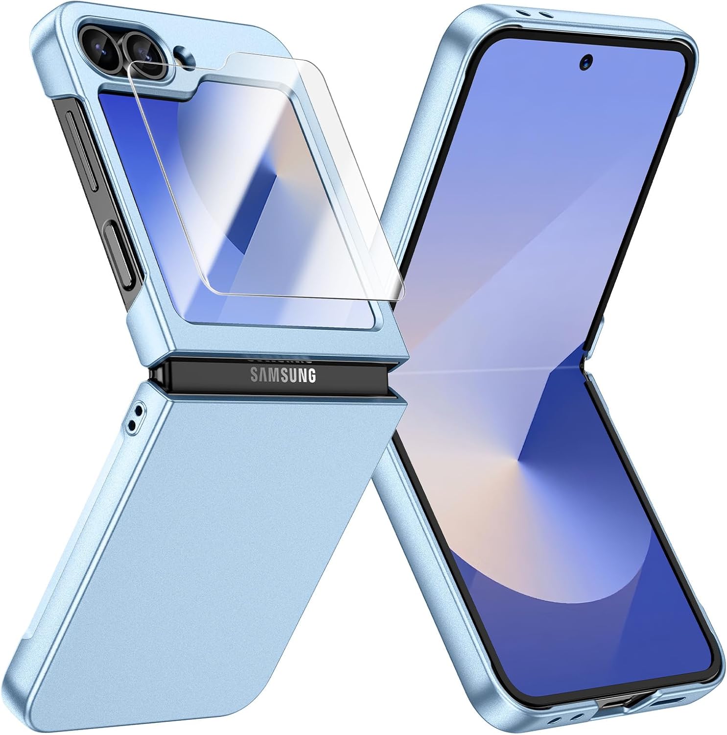 Detalle de Coque Doeshine pour Samsung Galaxy Z Flip 6 / Z Flip 7 FE : protection écran verre trempé et charge sans fil