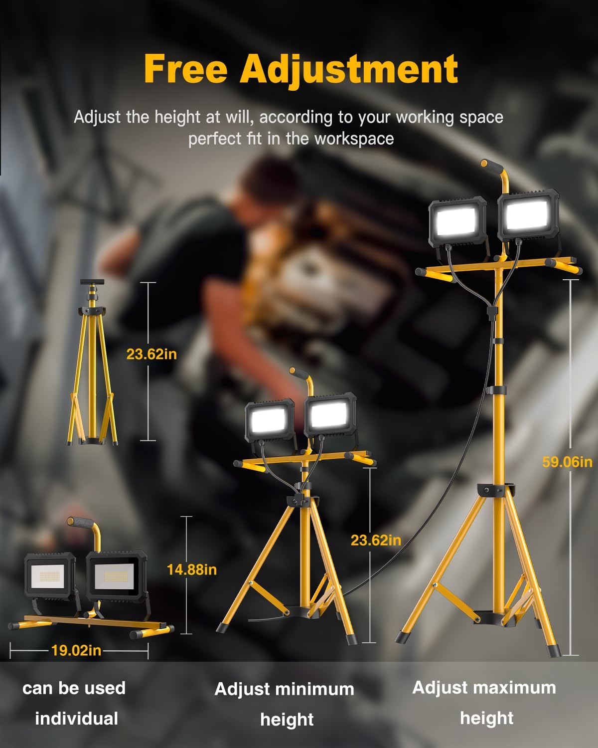 Thumbnail 4 de JC-LGL RMS-L231180 80W Dual-Head LED Work Light, 10,000 Lumens, IP65