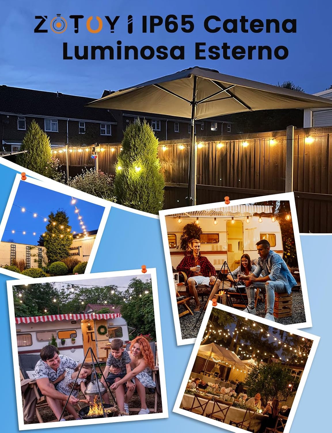 Thumbnail 6 de ZOTOYI 120FT Catena luminosa LED da esterno IP65 🎄