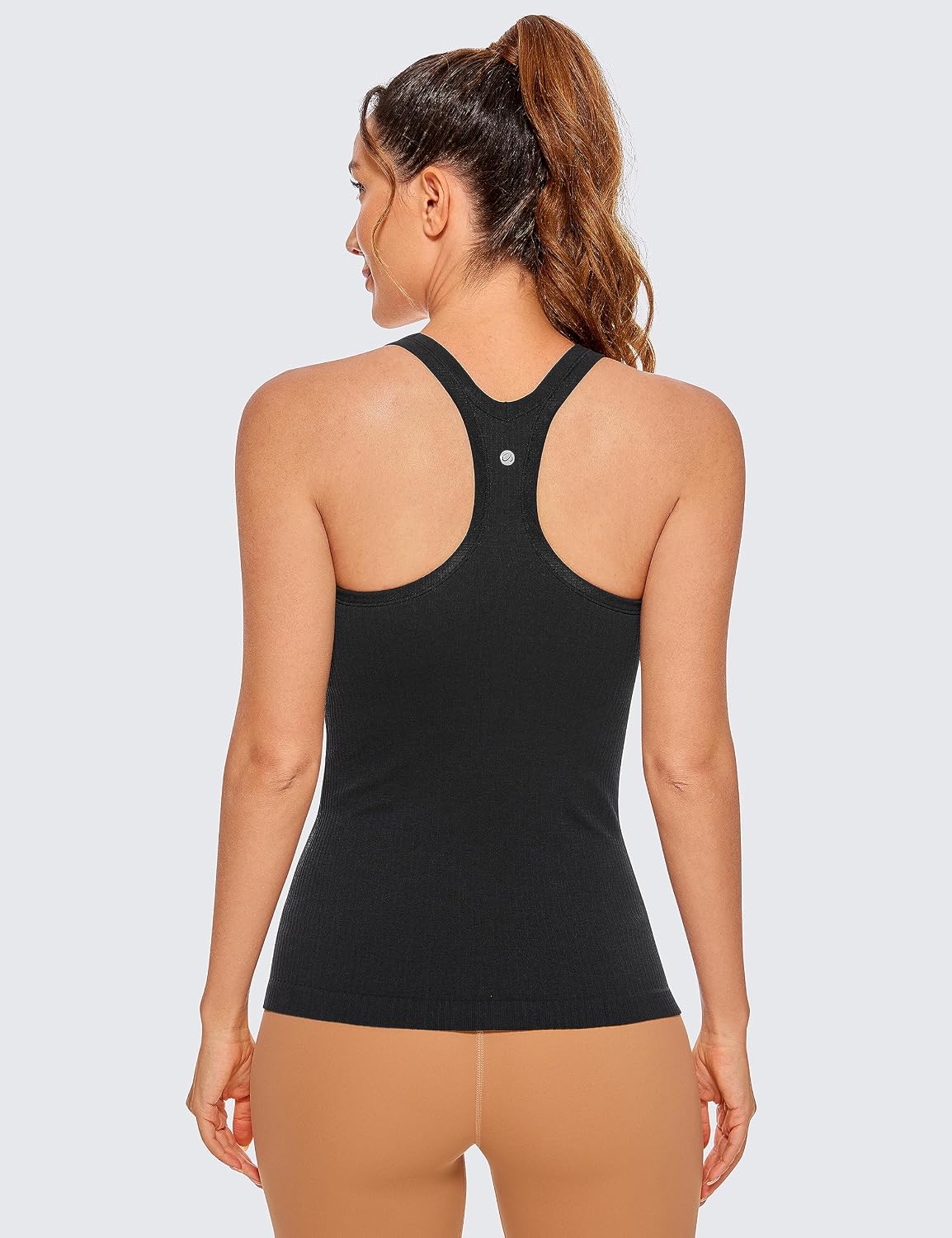 Detalle 2 de CRZ YOGA réservoir femme sans couture côtelé rembourré avec soutien-gorge intégré (Y-back)