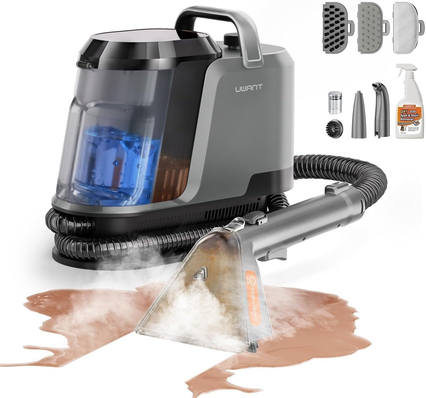 Detalle de uwant Y100STEAM Portable Carpet Cleaner with Steam, Hot Water and 18KPa Suction