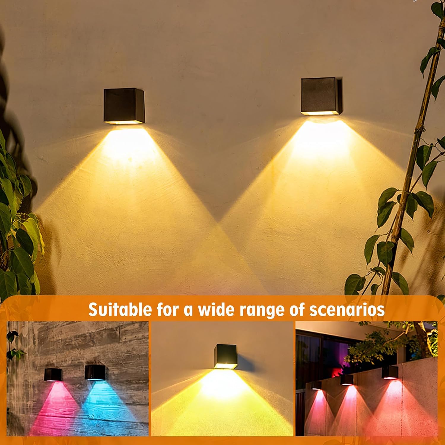 Thumbnail 4 de Solar Wandleuchte Außen – 2er-Set, Warmweiß & RGB, IP65, kabellos