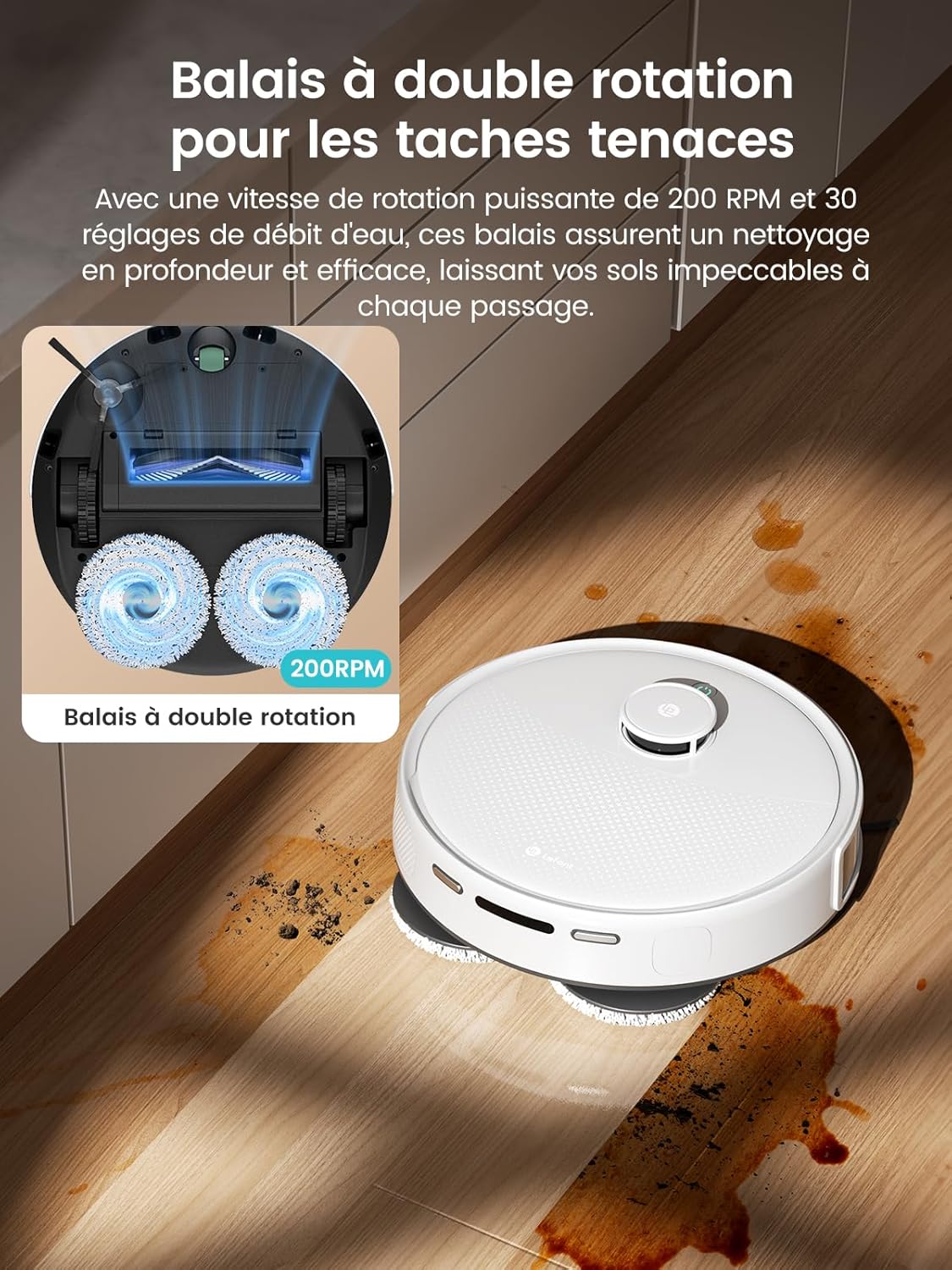 Detalle 2 de Lefant M3 Robot Aspirateur Laveur avec Station Multifonctionnelle — 12 000 Pa, Navigation dToF, 220 min d’autonomie