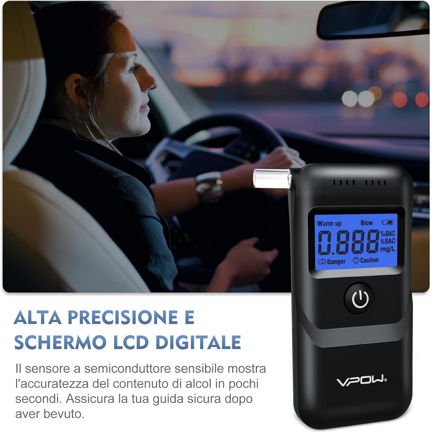 Thumbnail 2 de VPOW Etilometro Portatile Certificato — alcol test personale 📟