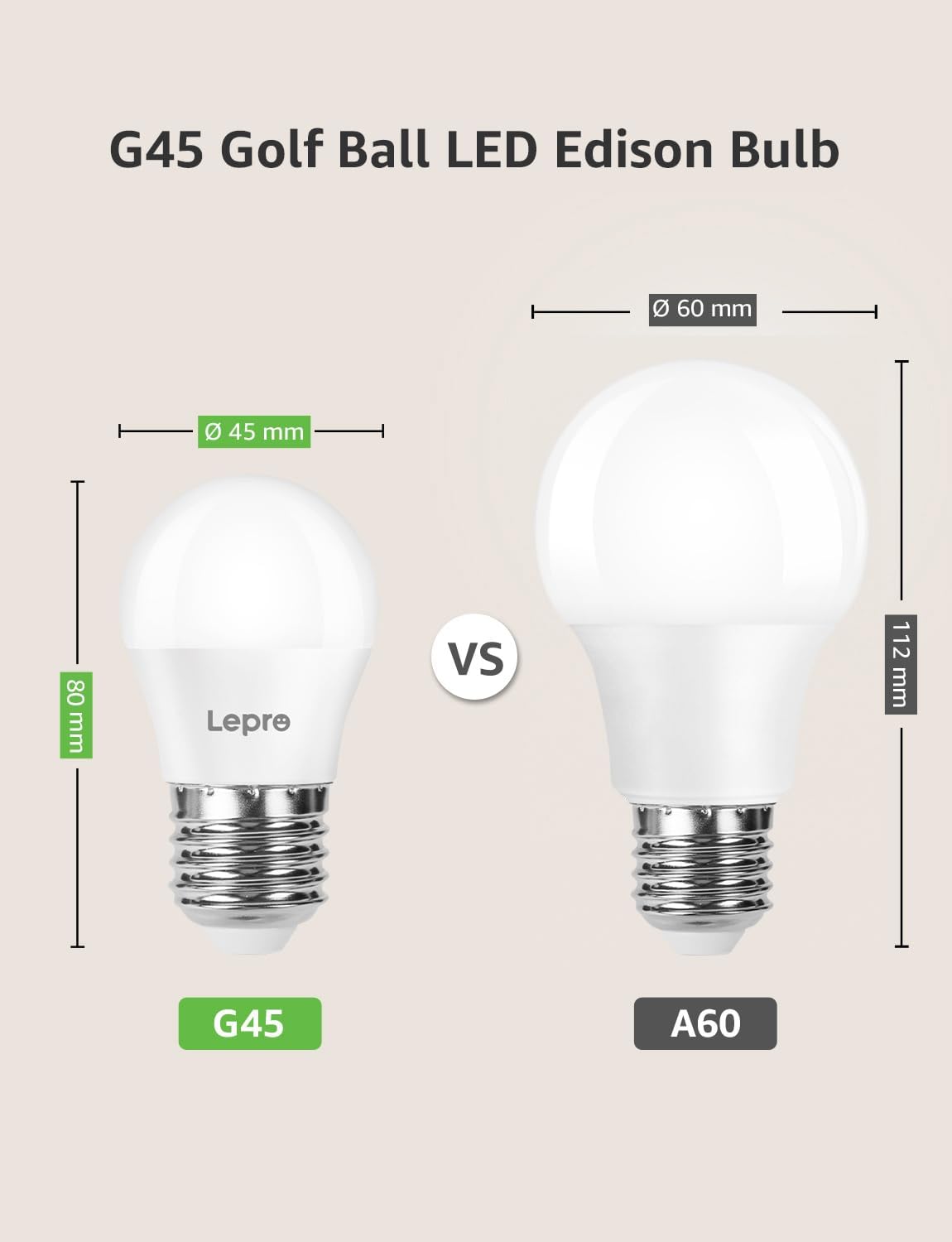 Thumbnail 3 de Lepro E27 Screw Bulb, Warm White 2700K – Pack of 5 (2.2W, 250 Lumen, 180°) Non-dimmable