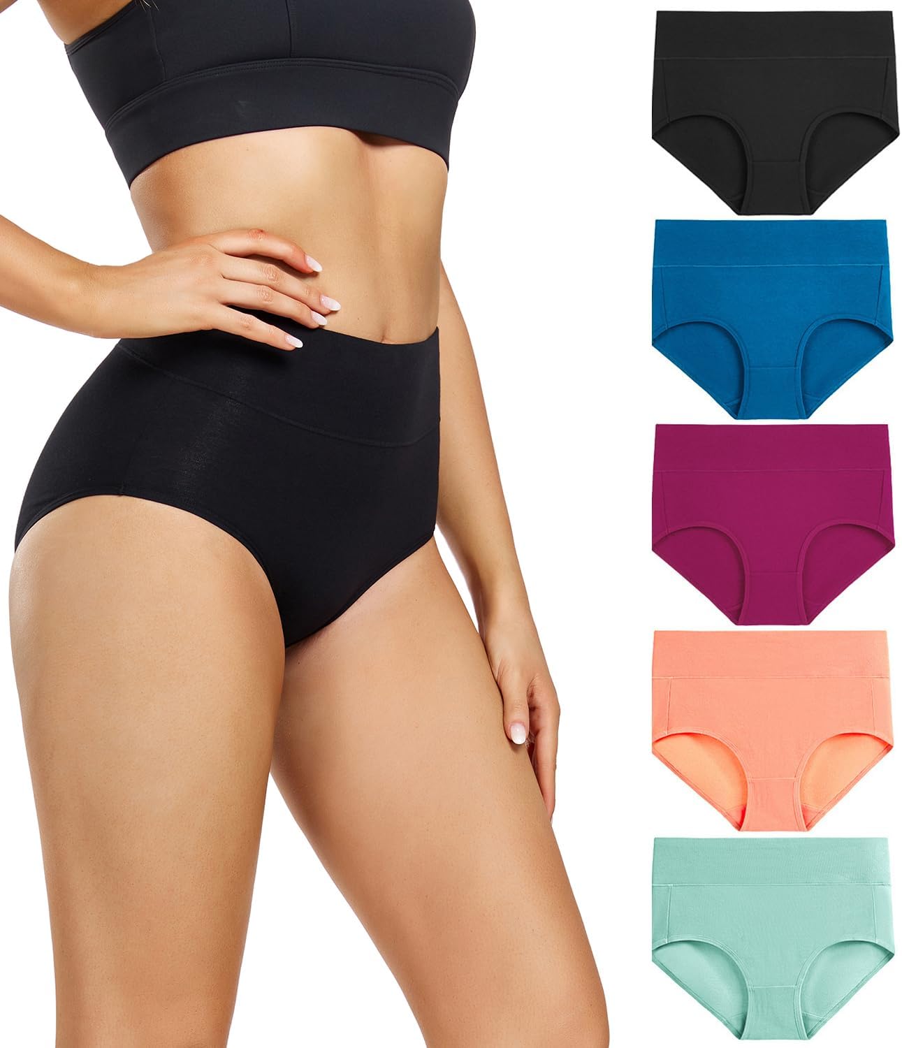 Detalle de wirarpa Damen Unterhosen Baumwolle – Hohe Taille, 5er Pack