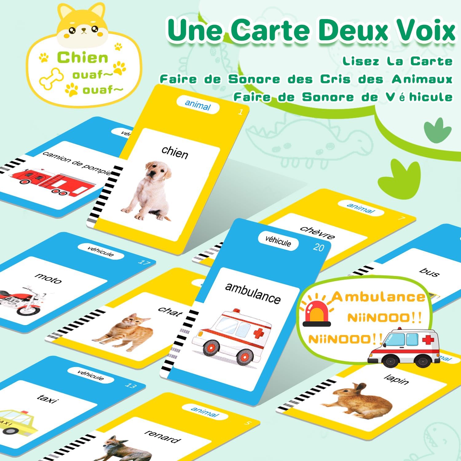 Detalle de Dokkita Français-Vert-510 Mots spreekkaarten Frans, 510 woorden, groen