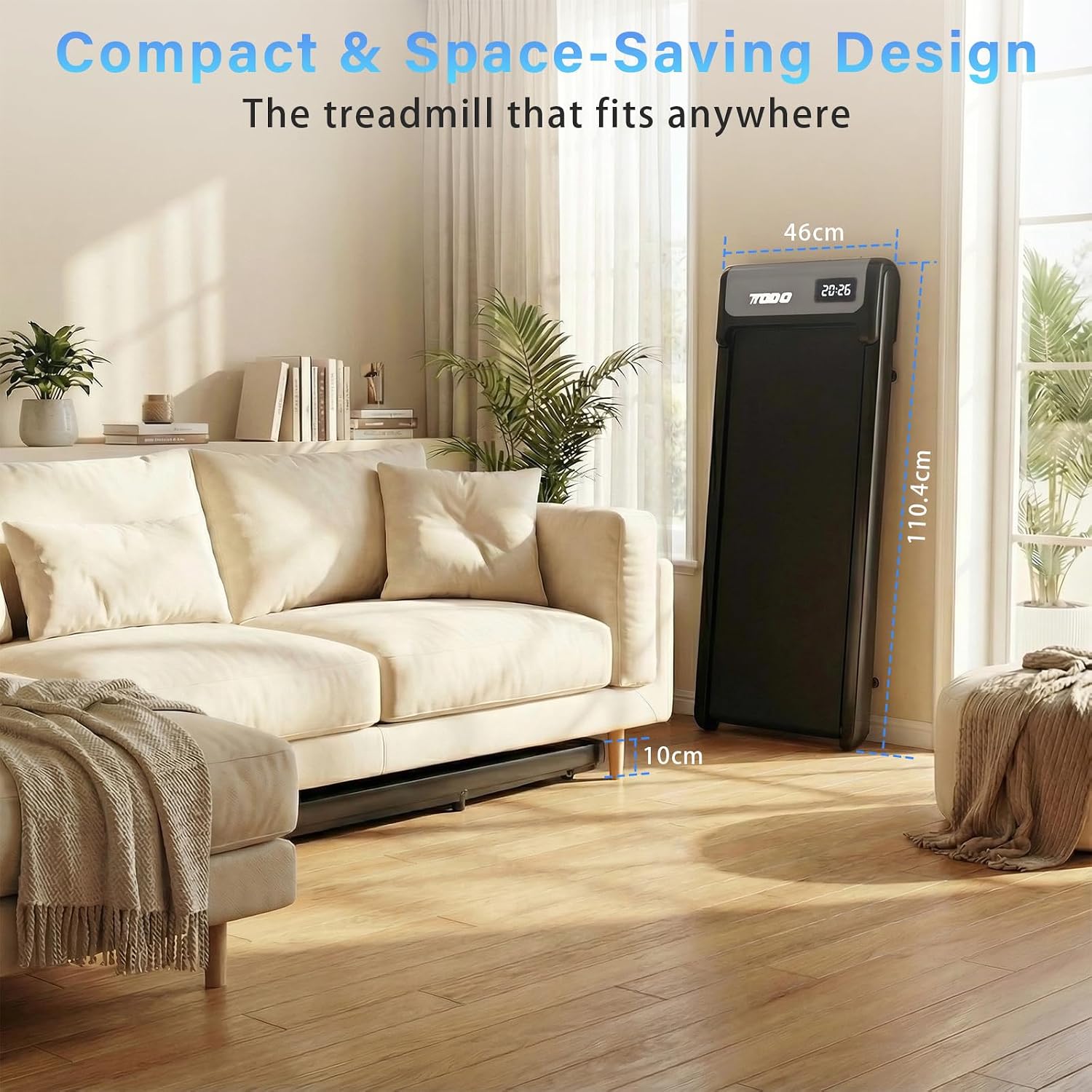 Detalle de TODO Walking Pad with 9% Incline for Home: 3-in-1 Under Desk Treadmill