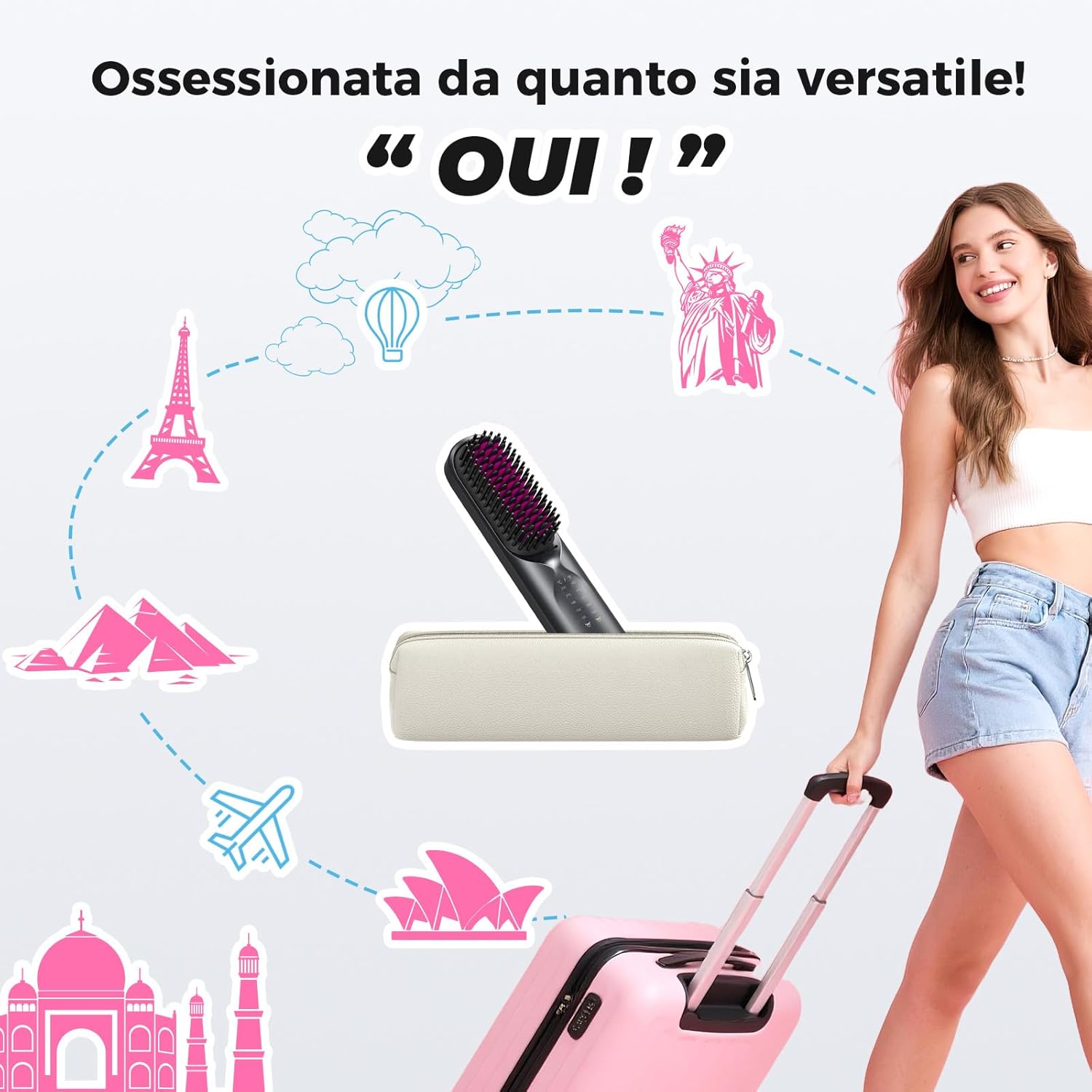 Thumbnail 3 de Bopcal Brosse Lissante sans fil 10000mAh 3-en-1 : mini lisseur et brosse anti-frisottis