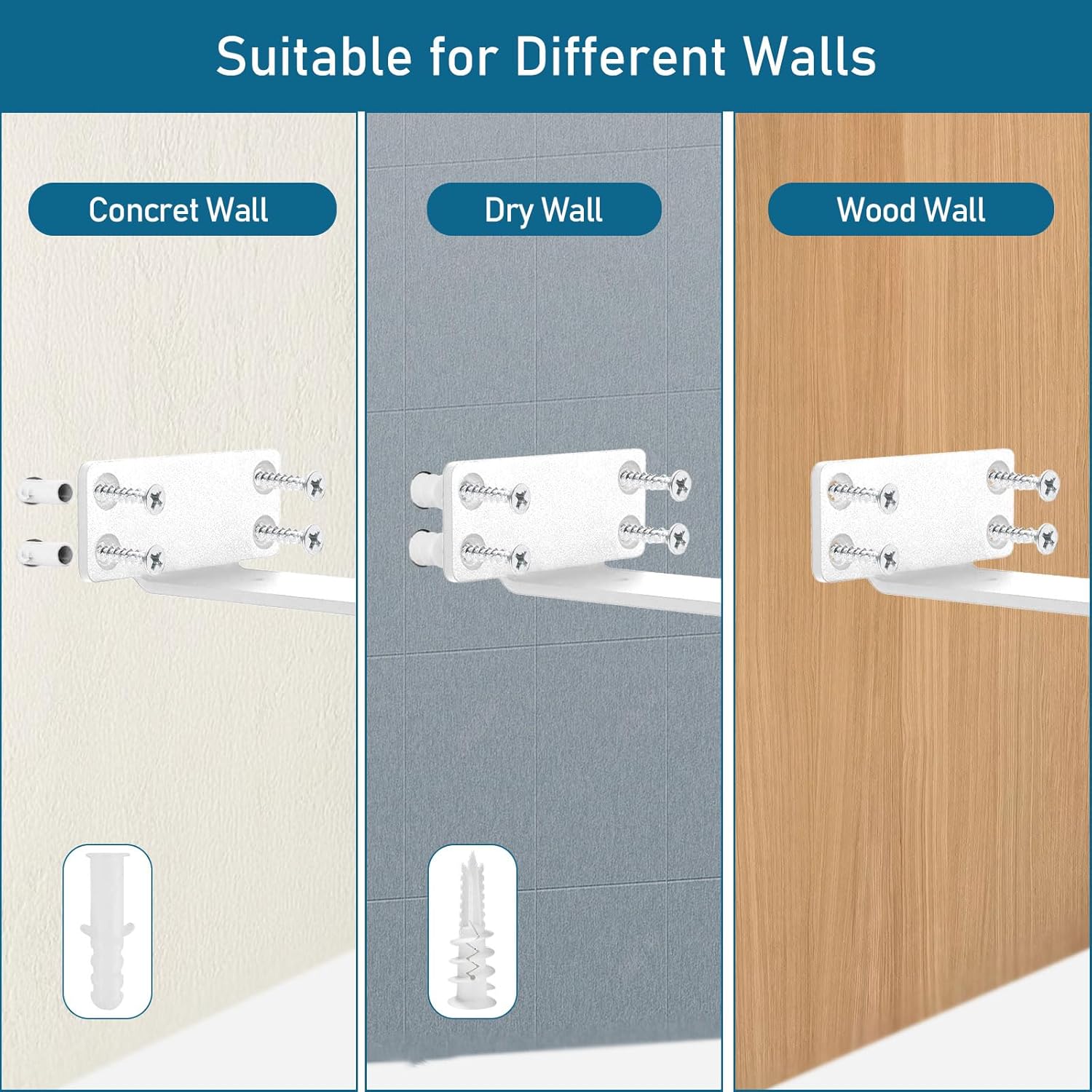 Thumbnail 4 de 8 Pack 15cm Floating Shelf Brackets (Heavy Duty Steel L Braces) – White