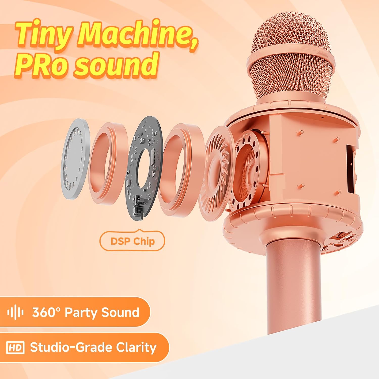 Thumbnail 4 de Fede microfono karaoke Bluetooth wireless per bambini con luci LED multicolore e funzione Eco