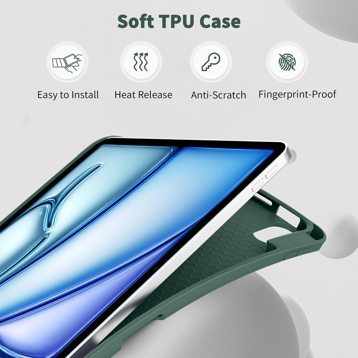 Detalle 2 de EasyAcc Hülle für iPad Air 11 Zoll M4/M3/M2 2026/2025/2024 – 10.9 Zoll + Stifthalter + Nachtgrün
