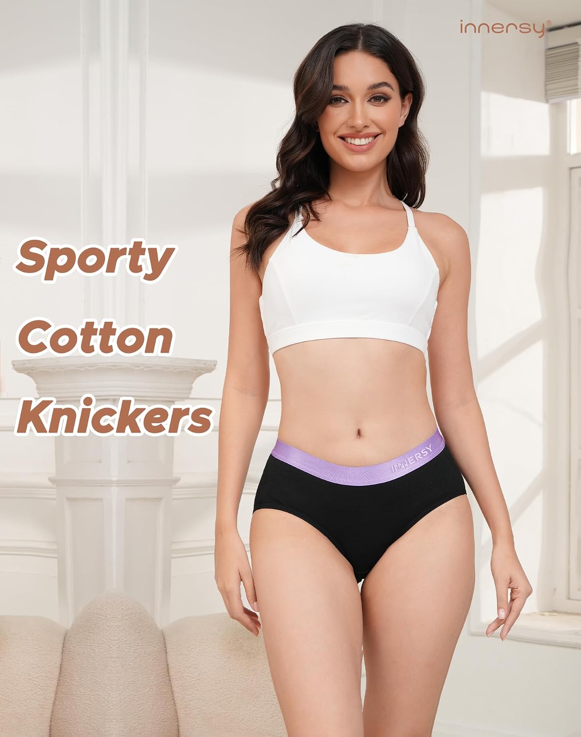 Thumbnail 1 de Innersy Women’s Cotton Knicker Briefs (Mid/Low Rise) – Pack of 6