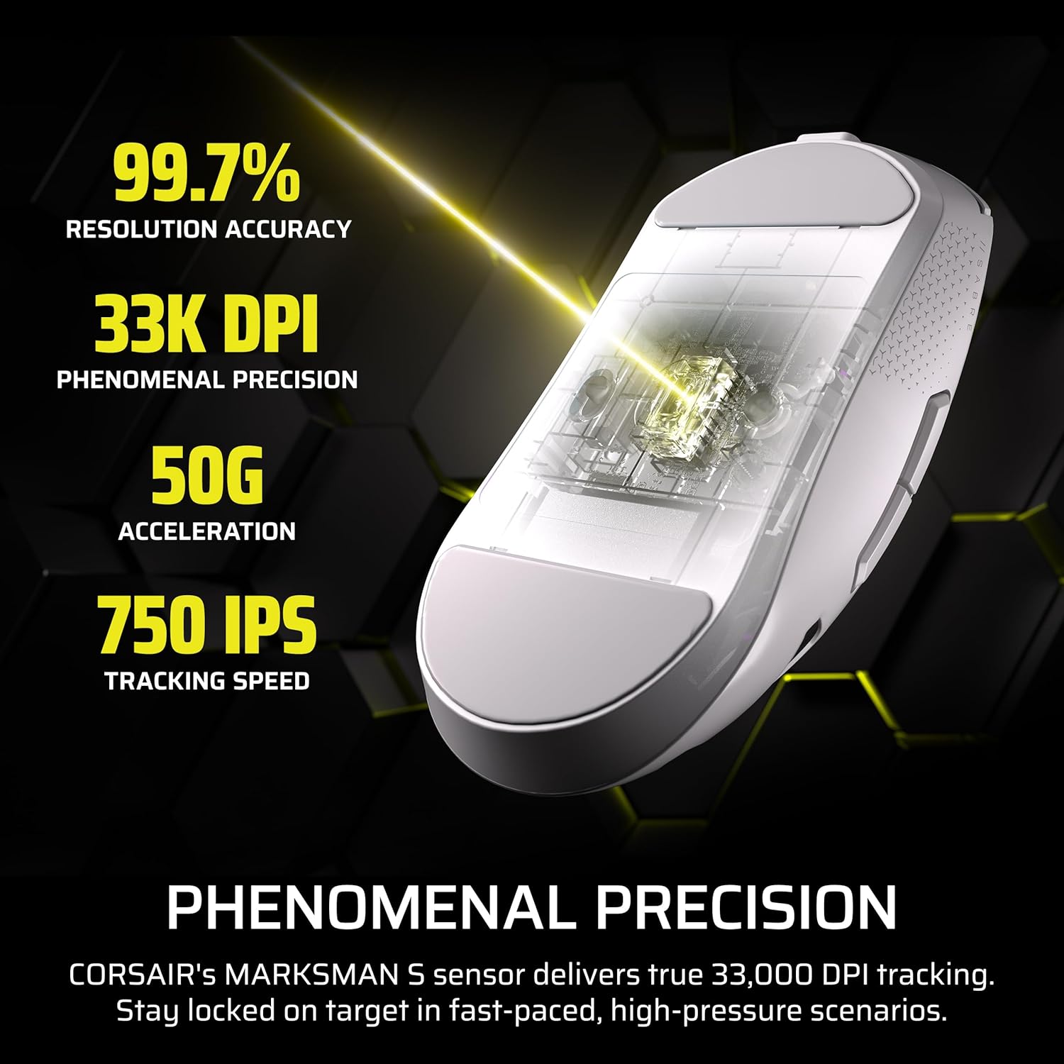 Thumbnail 5 de Corsair SABRE v2 PRO Wireless MG FPS Gaming Mouse (White) – MARKSMAN S, 33,000 DPI, 8,000Hz