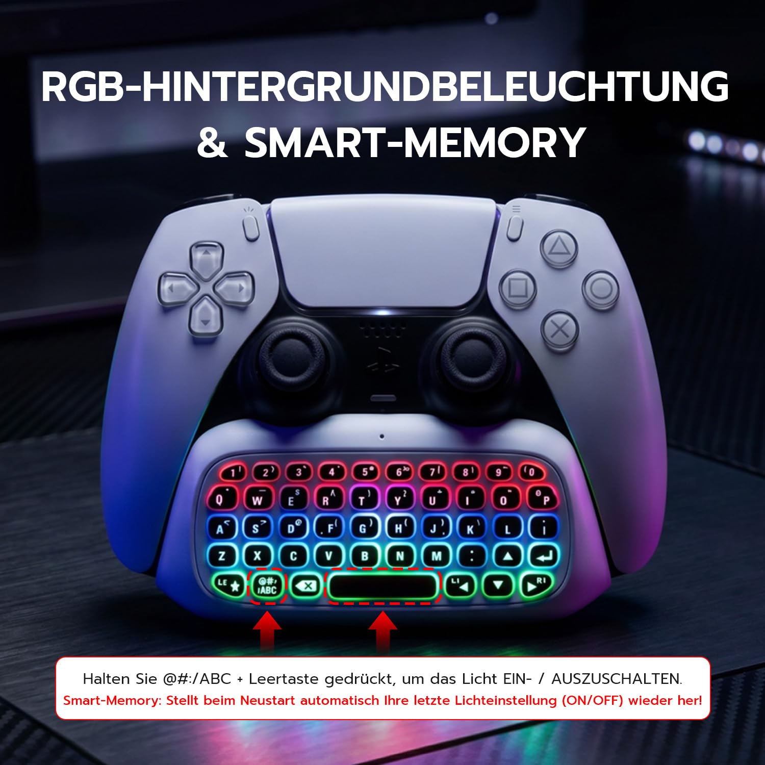 Thumbnail 1 de Mcbazel kabellose Tastatur für PS5/PS5 Edge Controller mit Bluetooth 3.0, Lautsprecher & 3,5-mm-Audioanschluss