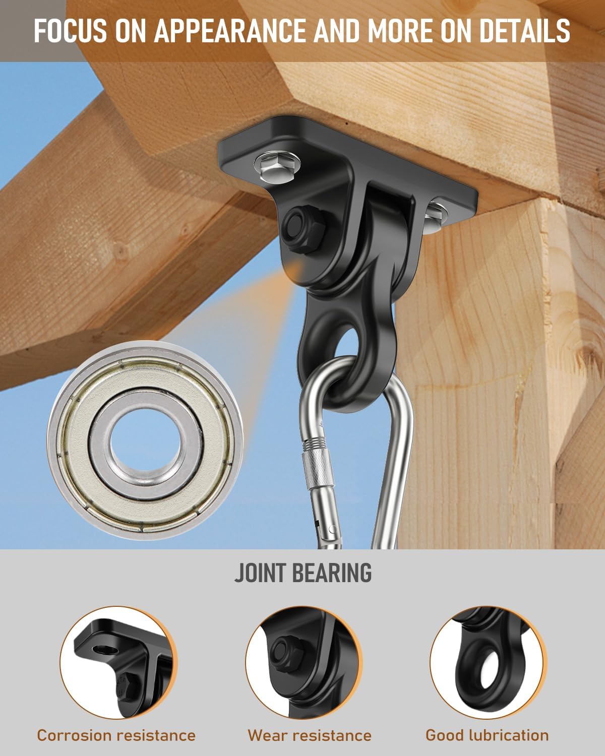 Thumbnail 2 de Heavy Duty Porch Swing Hangers Kit with Aluminum Alloy Construction (8-Pack)