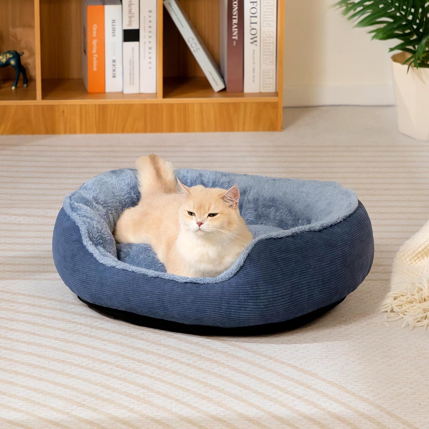 Thumbnail 2 de Hollypet Round Cat Bed & Small Dog Bed (55 x 50 x 15cm) in Blue-Grey