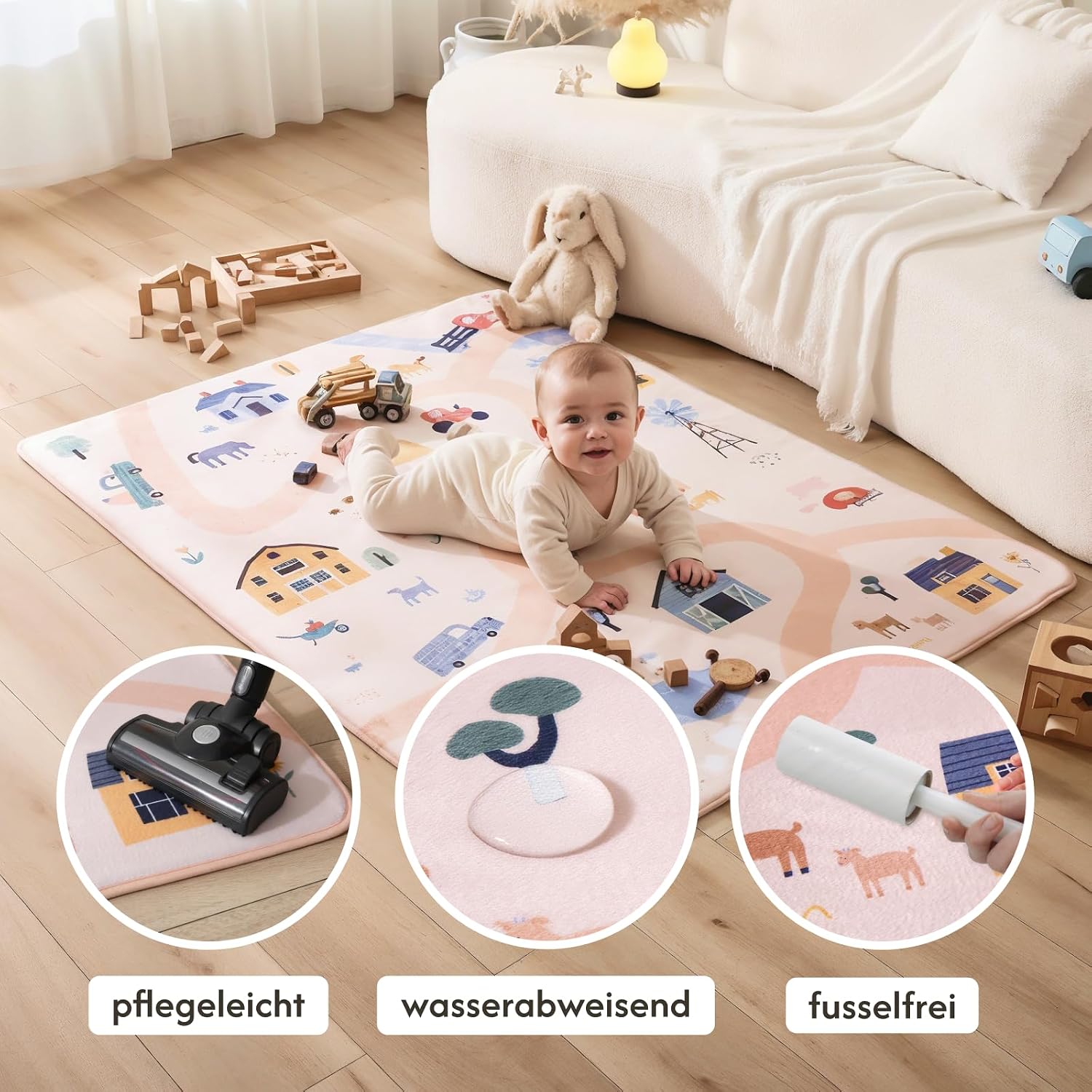 Detalle de Hakuna Matte Wolkenweiche Spielmatte für Babys 160x120x1,5 cm – Memory-Schaum Krabbelmatte