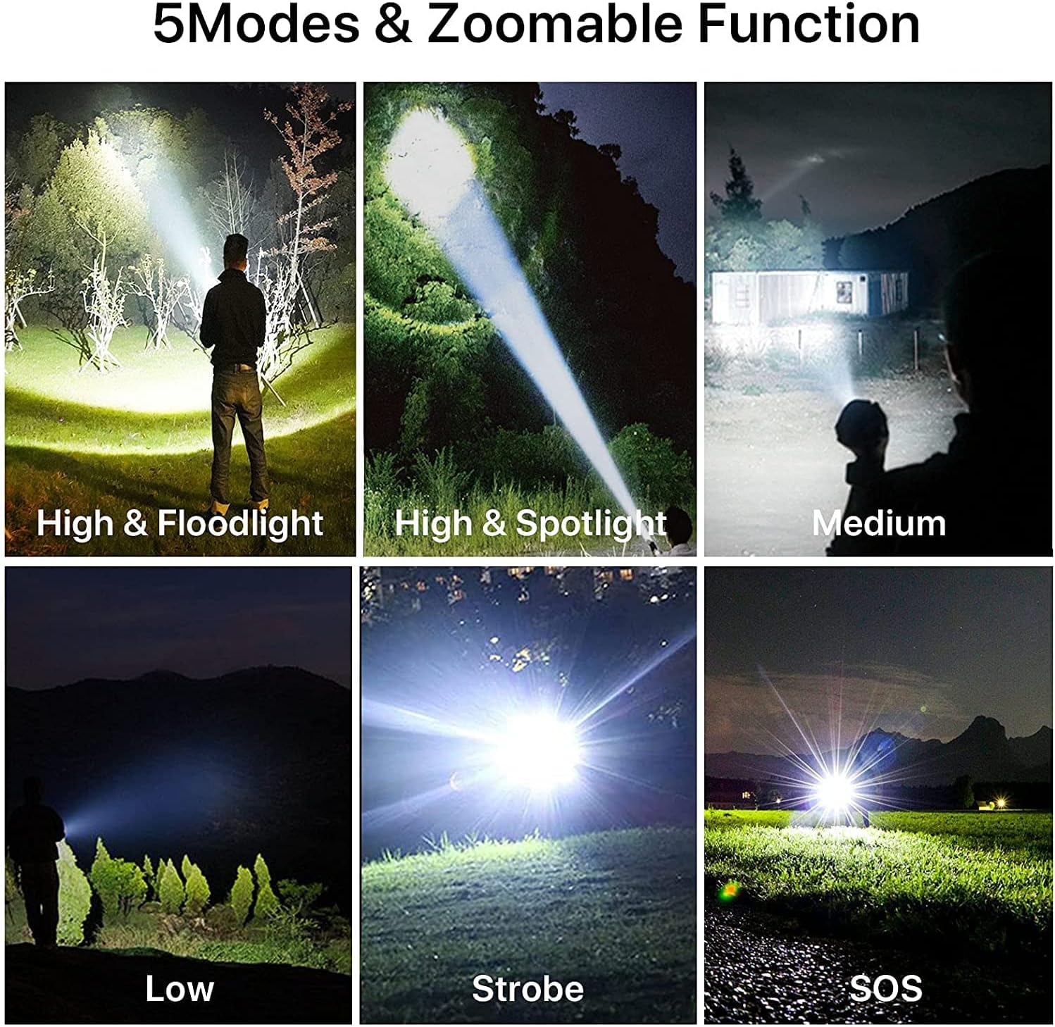 Detalle de BERCOL Rechargeable Flashlight, 5 Modes