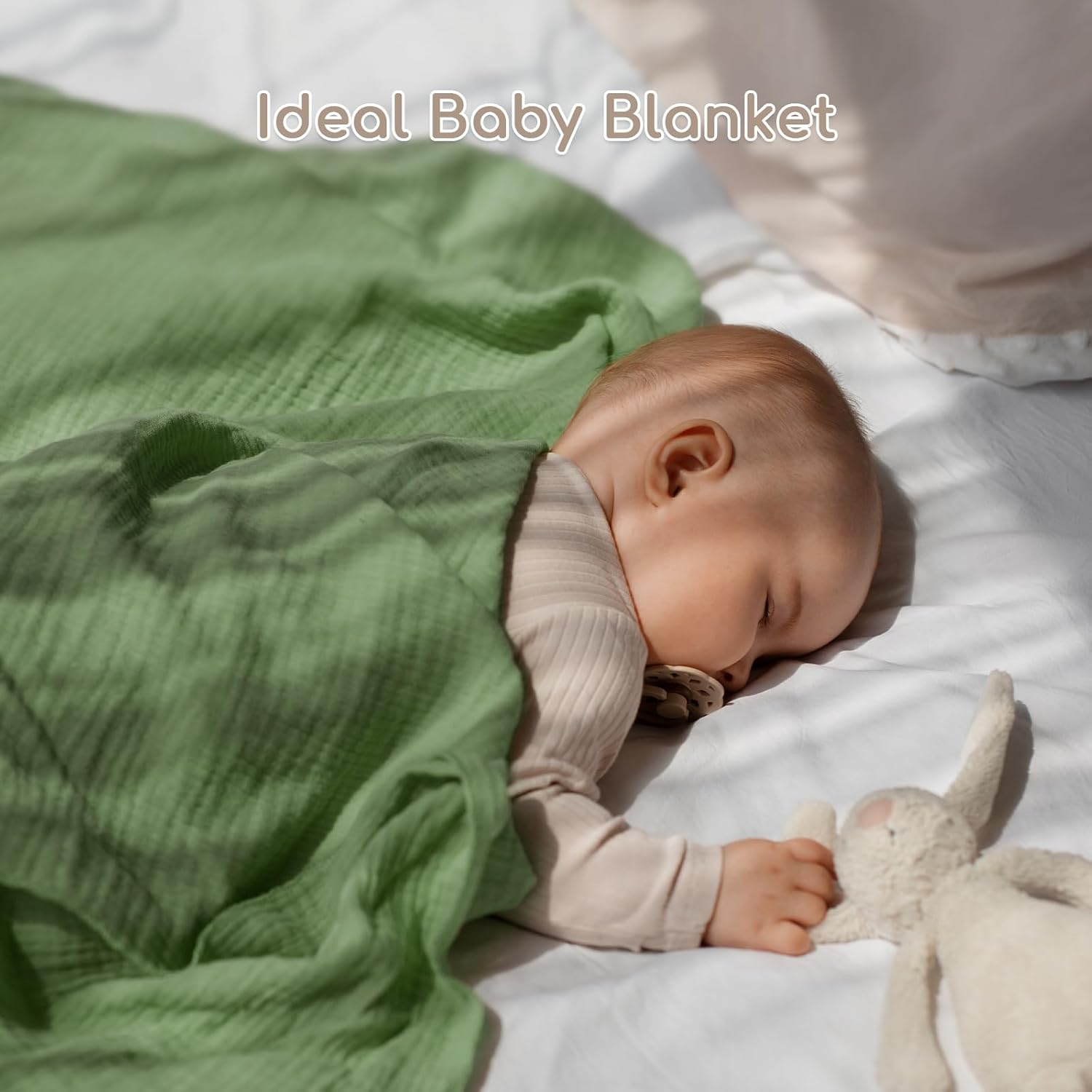 Detalle 2 de Yukkidds 60x60cm Muslin Cloths for Baby – 5 Pack, 100% Cotton Burp Cloths (Green Leaf)