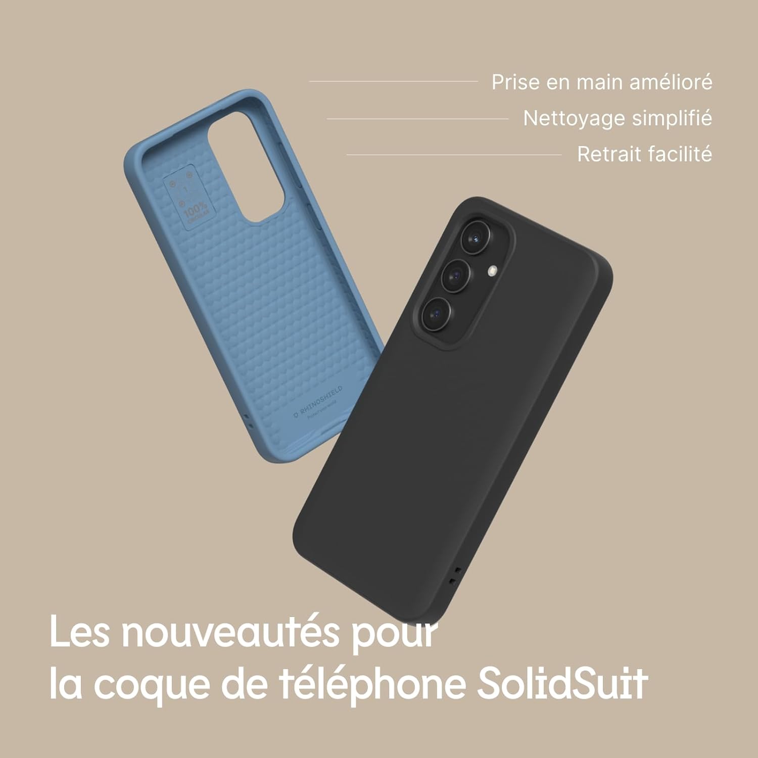 Thumbnail 4 de RhinoShield SolidSuit pour Galaxy S24 Ultra : coque fine mate beige à absorption des chocs