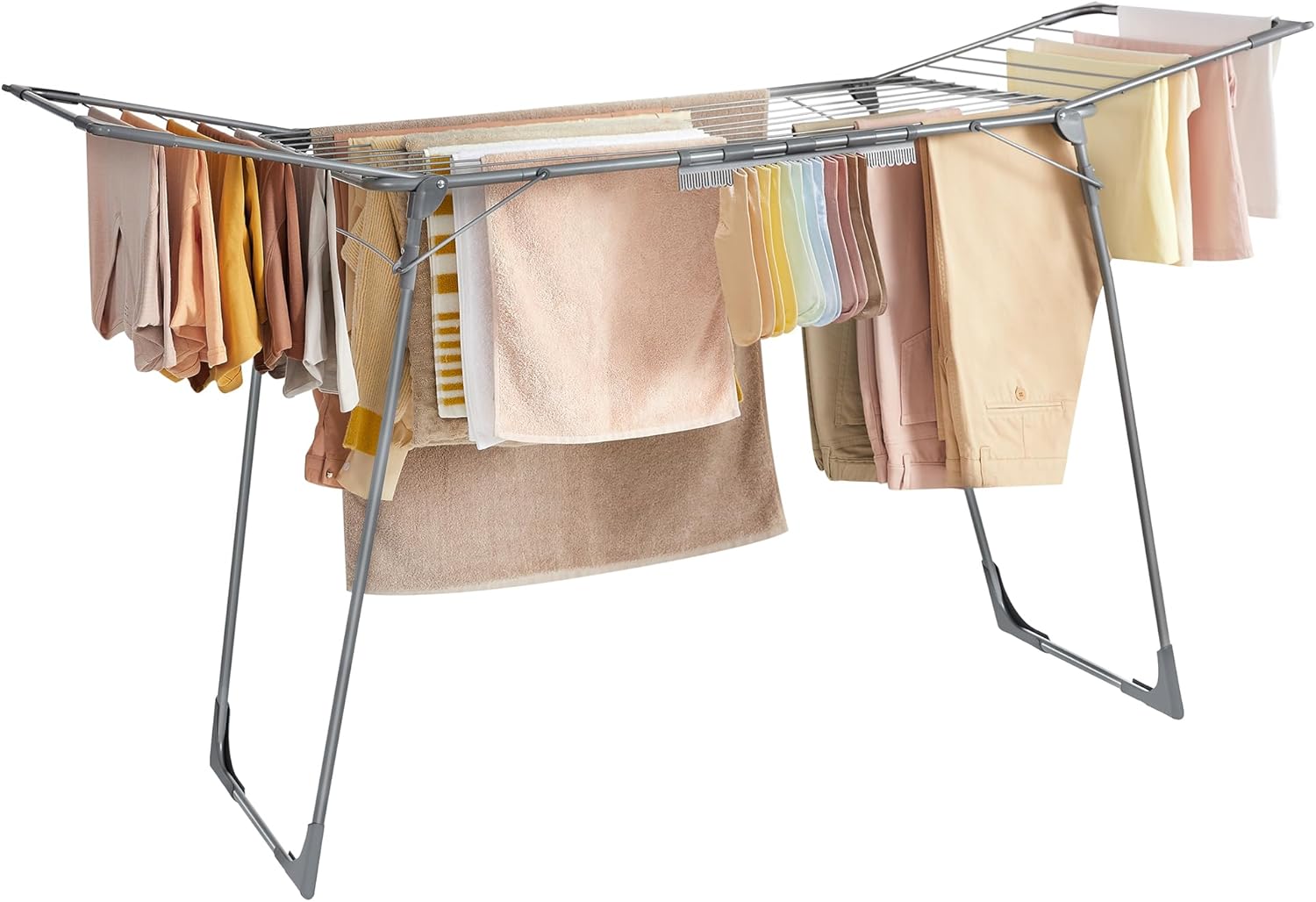 Detalle de SONGMICS stendibiancheria da pavimento con ali LLR518G01, grigio (56,5 x 173 x 96,5 cm)