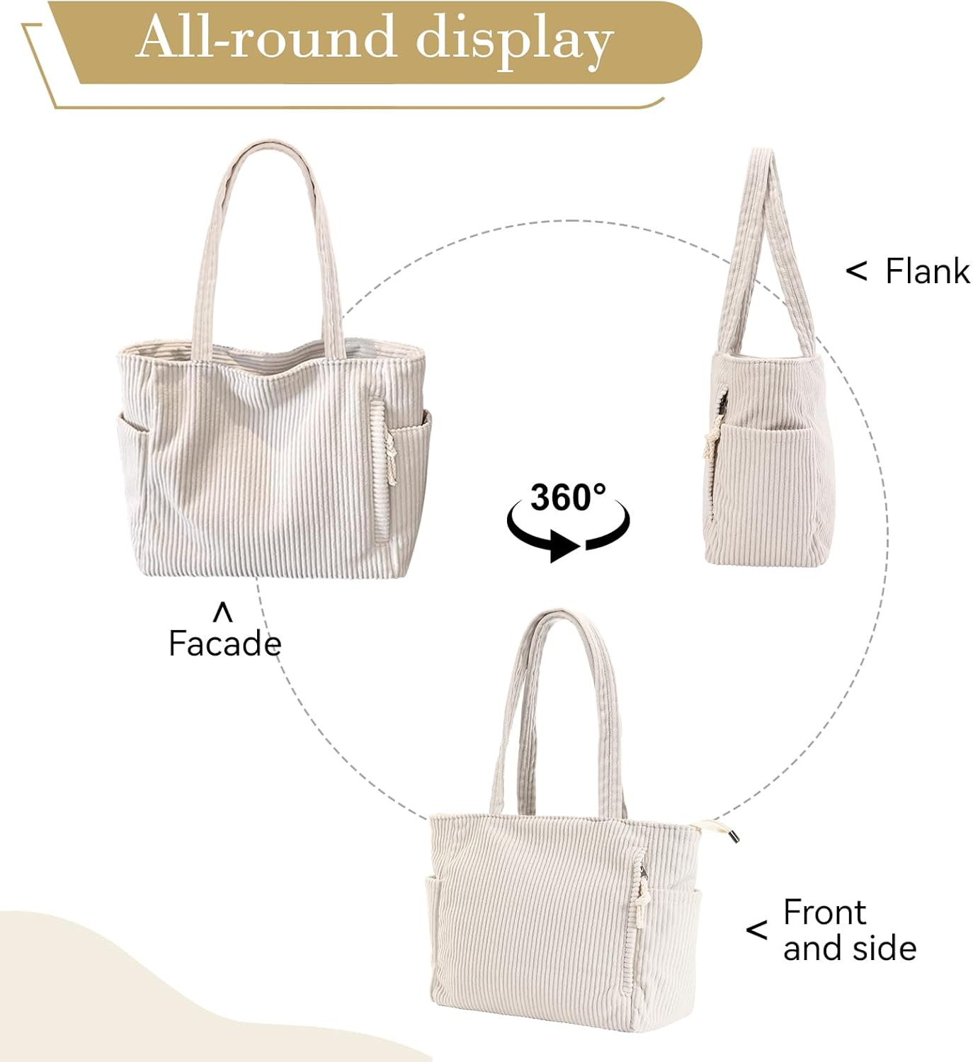 Thumbnail 5 de wocharm Corduroy Tote Bag 17in