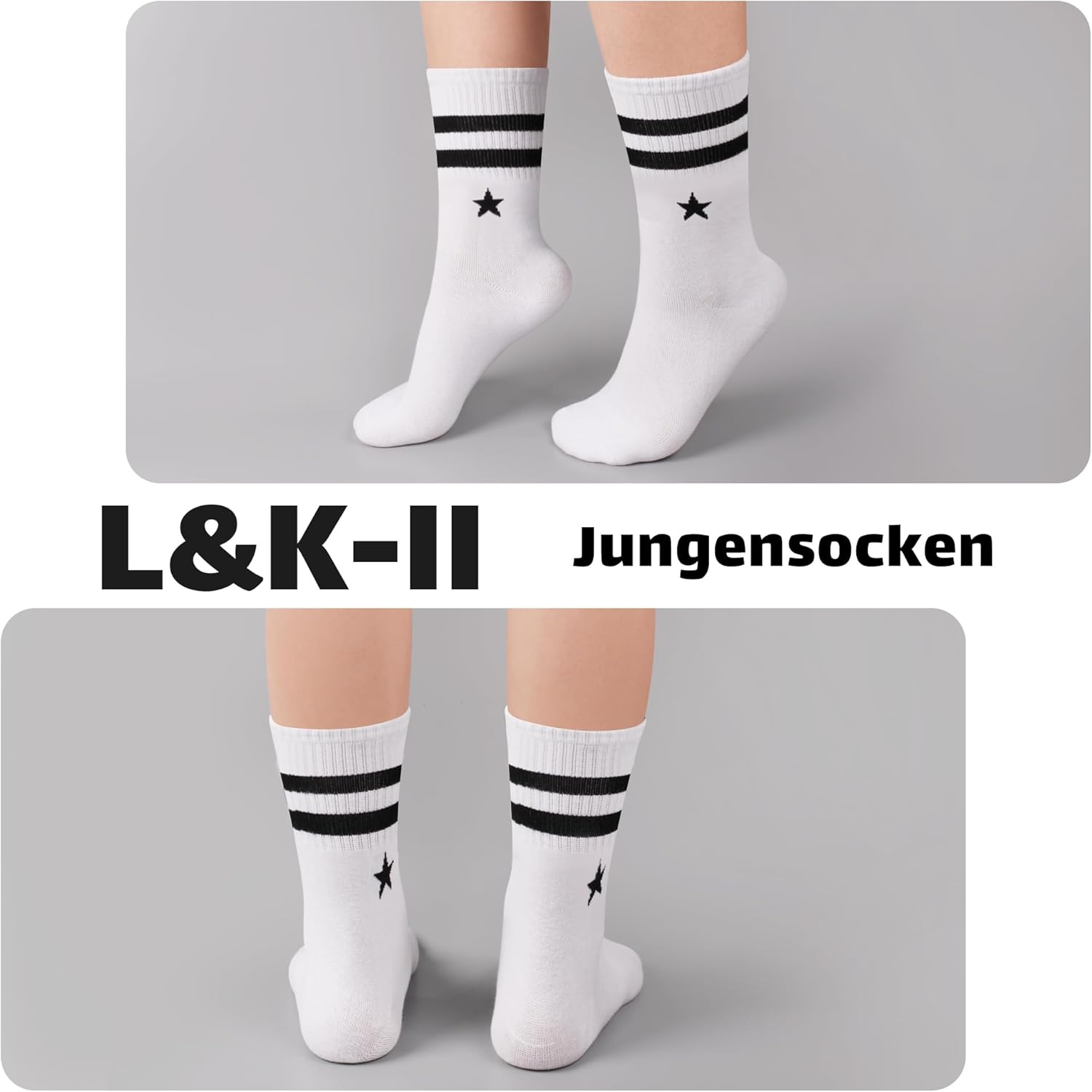 Thumbnail 5 de L&K-II 12 paires Chaussettes enfants coton hiver sport – taille 6–15 ans