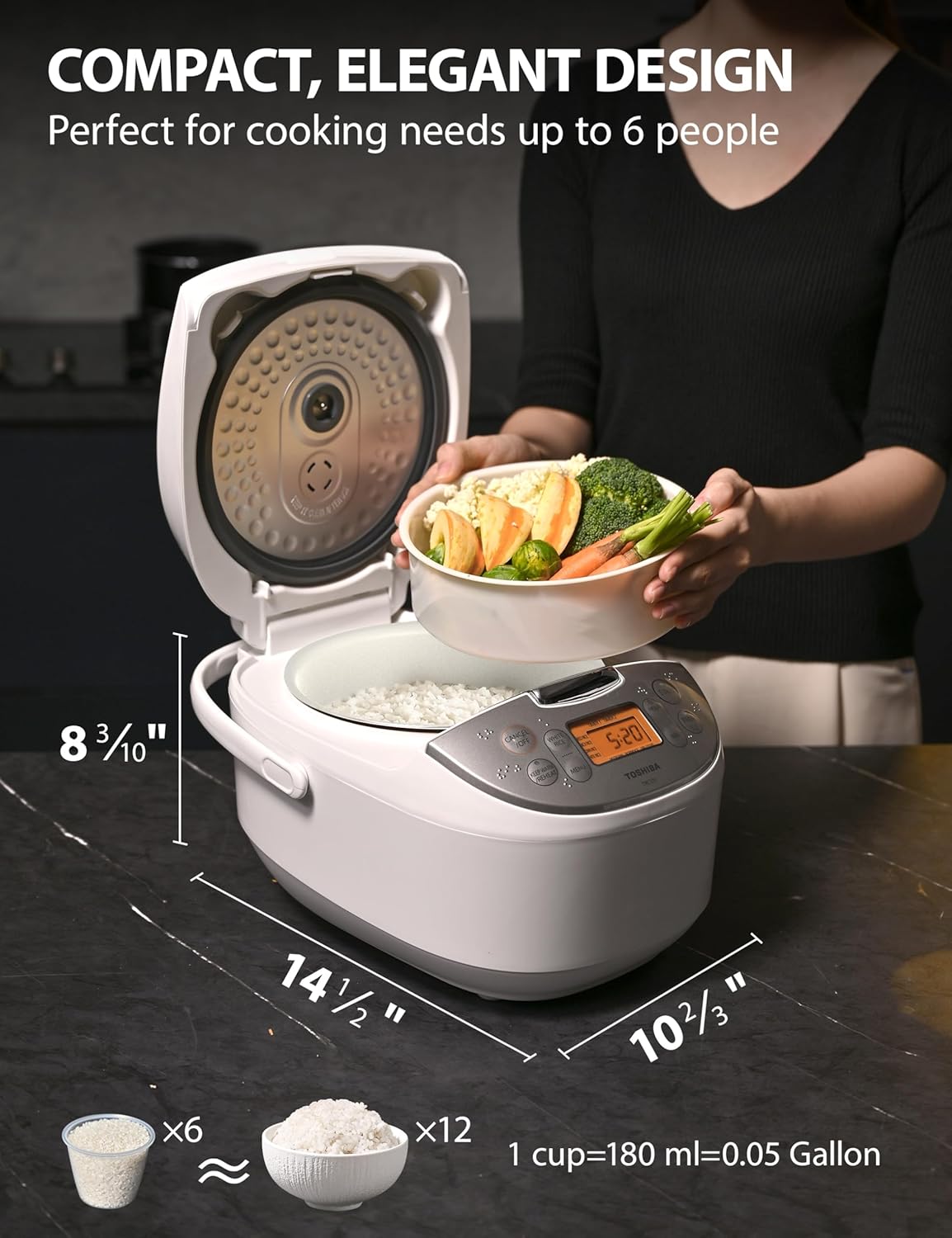 Detalle 2 de Toshiba Rice Cooker 6-Cup Capacity, Fuzzy Logic ๐