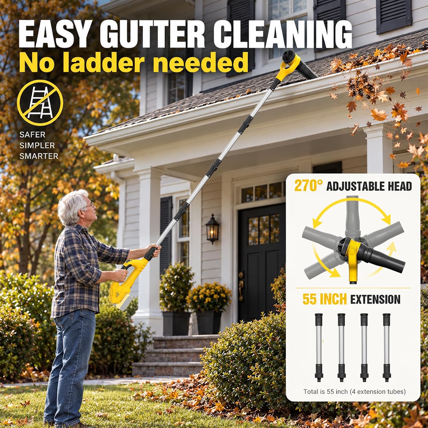 Thumbnail 4 de Cordless Pole Leaf Blower 55-Inch Extension Kit