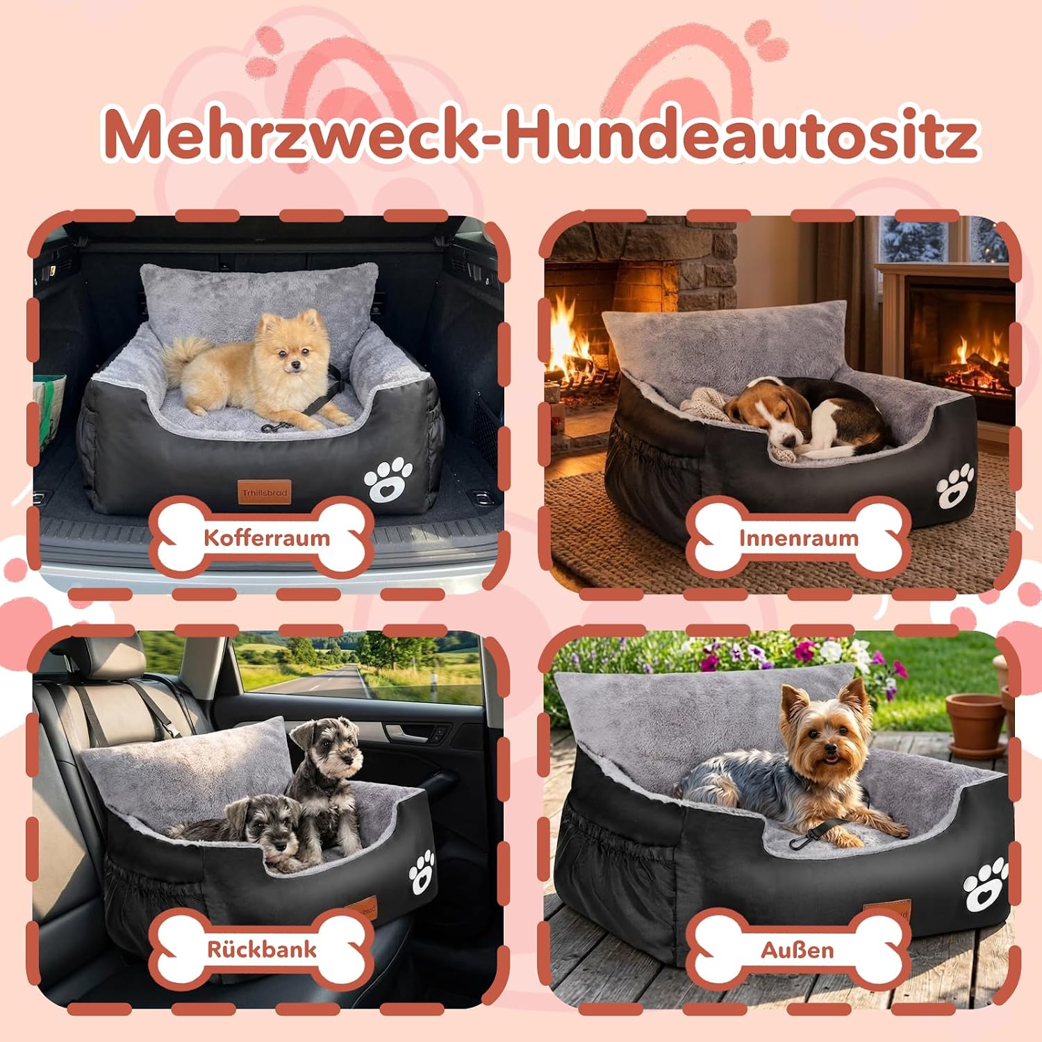 Thumbnail 6 de Dog Booster Car Seat for Small to Medium Dogs under 11 kg – 70 × 60 × 45 cm