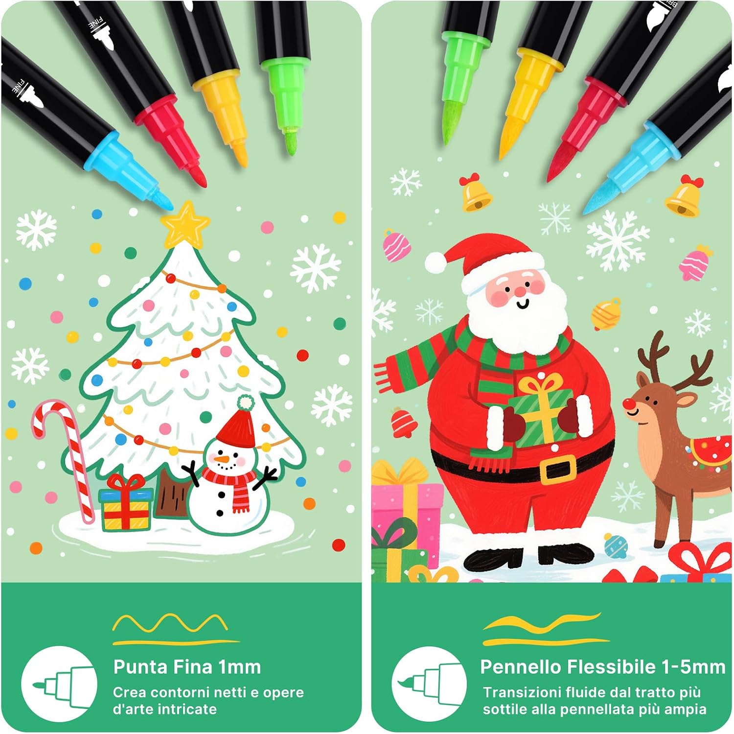 Detalle 2 de Tongfushop 72 colori pennarelli acrilici a doppia punta per pietra, legno, vetro e tessuti