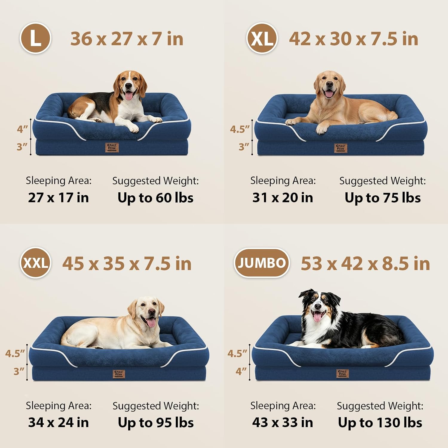 Detalle 2 de Chez Paw Orthopedic Dog Bed, 42 x 30 Inch