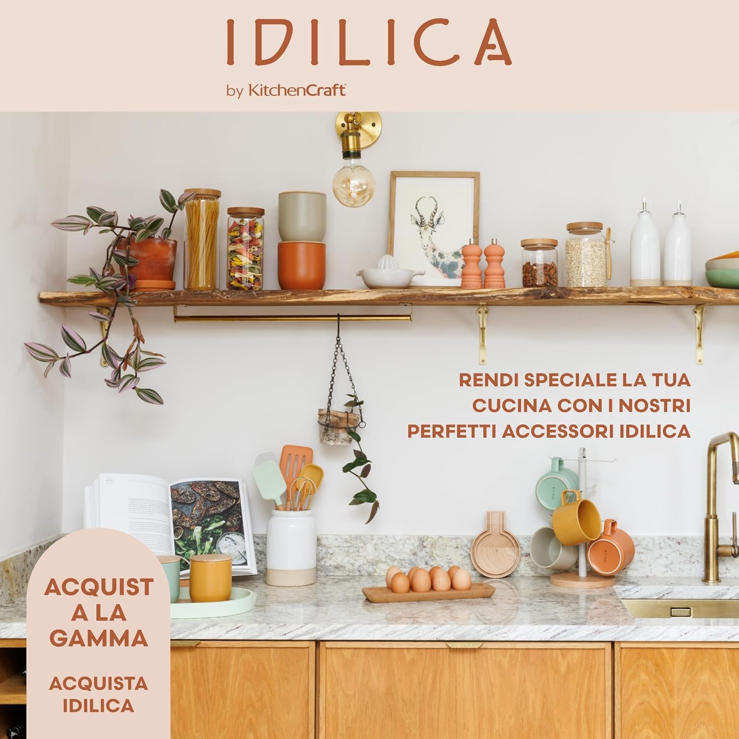 Detalle 2 de KitchenCraft Idilica: set di 4 tazze impilabili in gres, multicolore, 400 ml