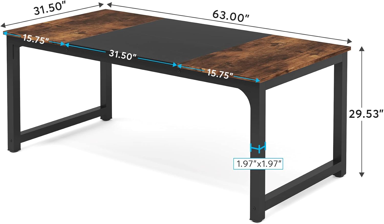 Detalle 2 de Tribesigns Modern Computer Desk (63 x 31.5 inch) in Vintage Black Metal Frame