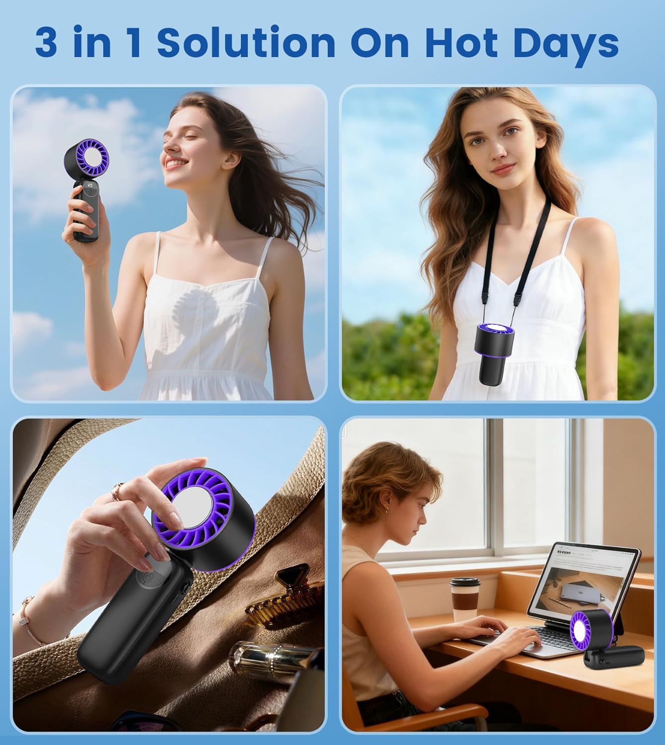 Thumbnail 6 de Portable Handheld Fan with 4000mAh Battery, 16800RPM Turbo Cooling and Ice Cooler