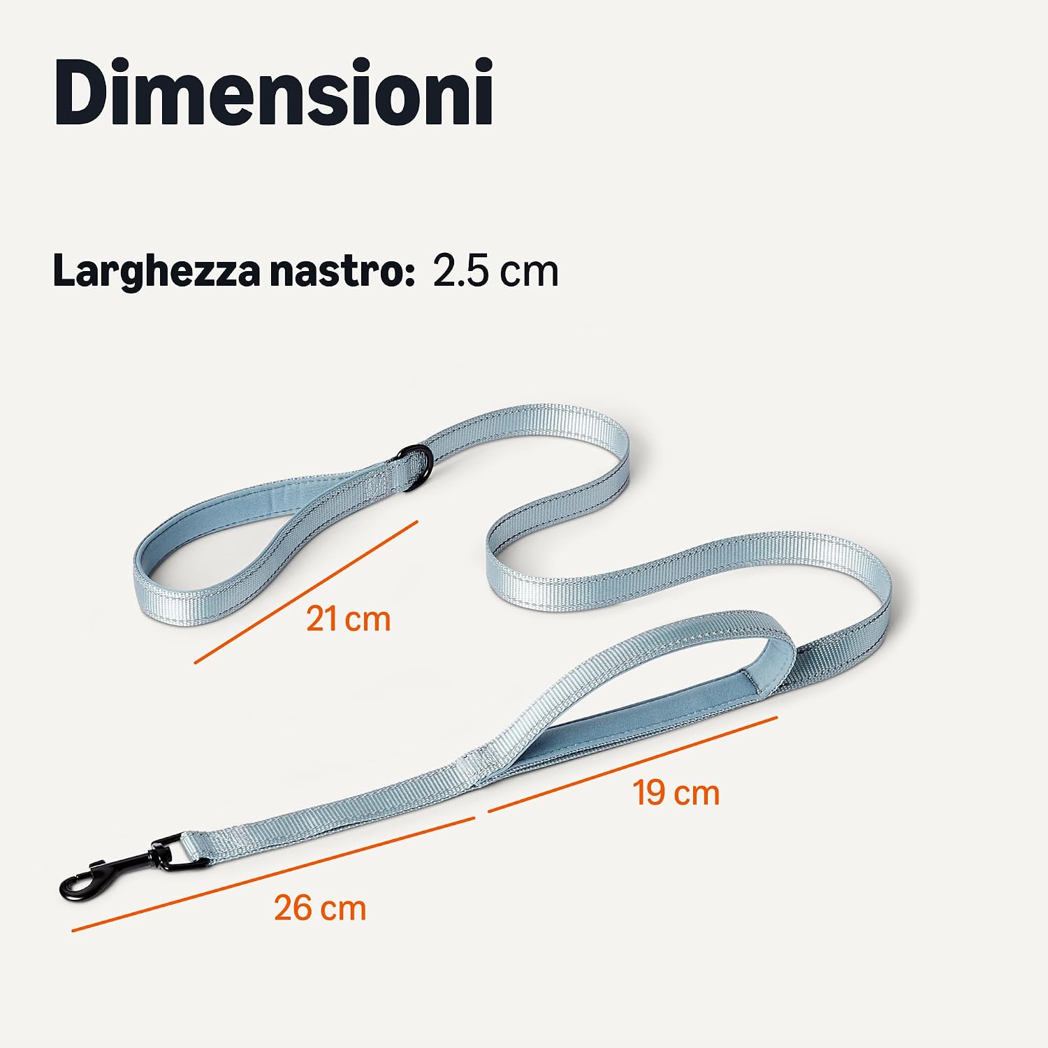 Detalle de Amazon Basics Guinzaglio riflettente con doppia impugnatura imbottita, 180 cm – Nero/Blu