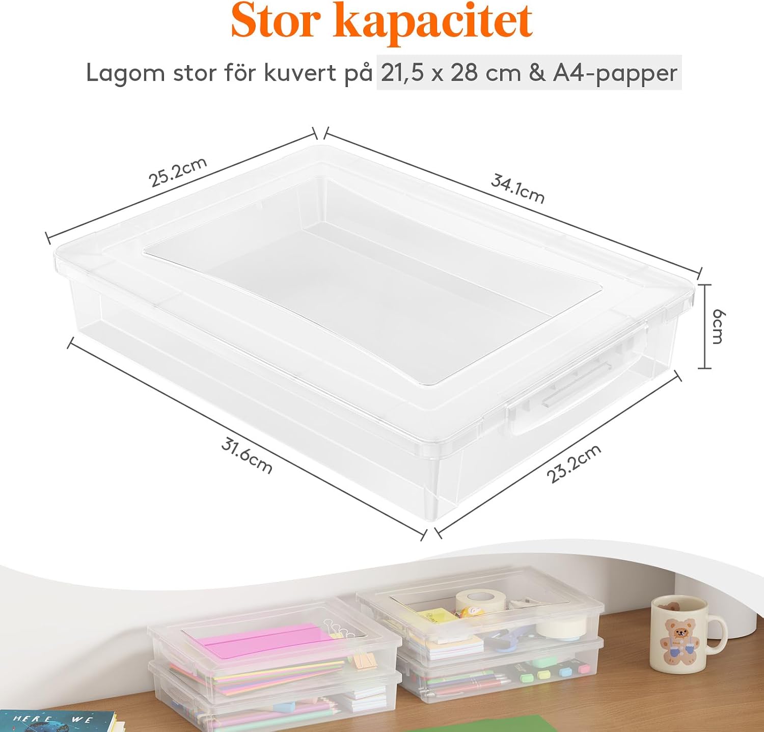 Detalle 2 de Lifewit storage boxes – 4 förvaringslådor i plast med snäpplock, stapelbara