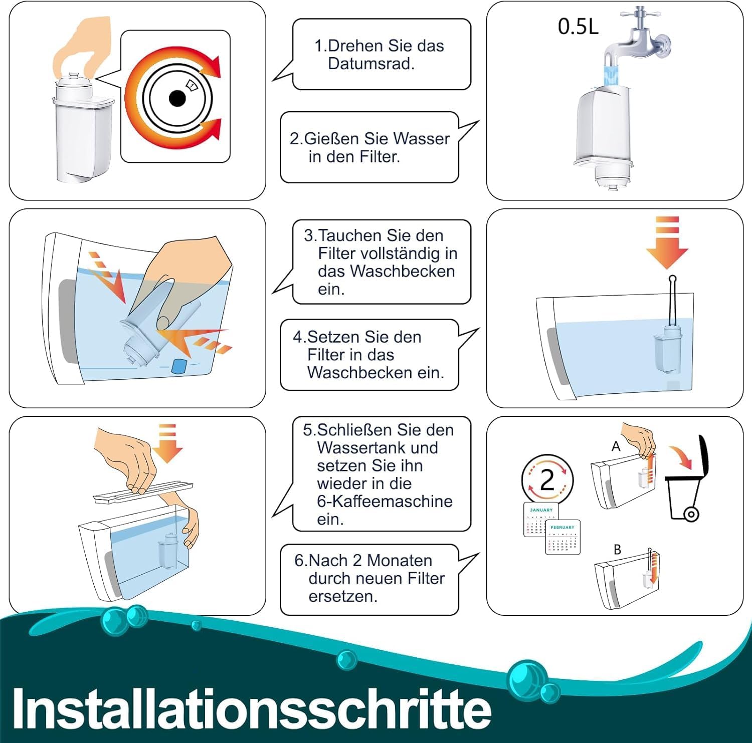 Detalle 1 de ARETHONE 10er Ersatzwasserfilter für Kaffeevollautomaten