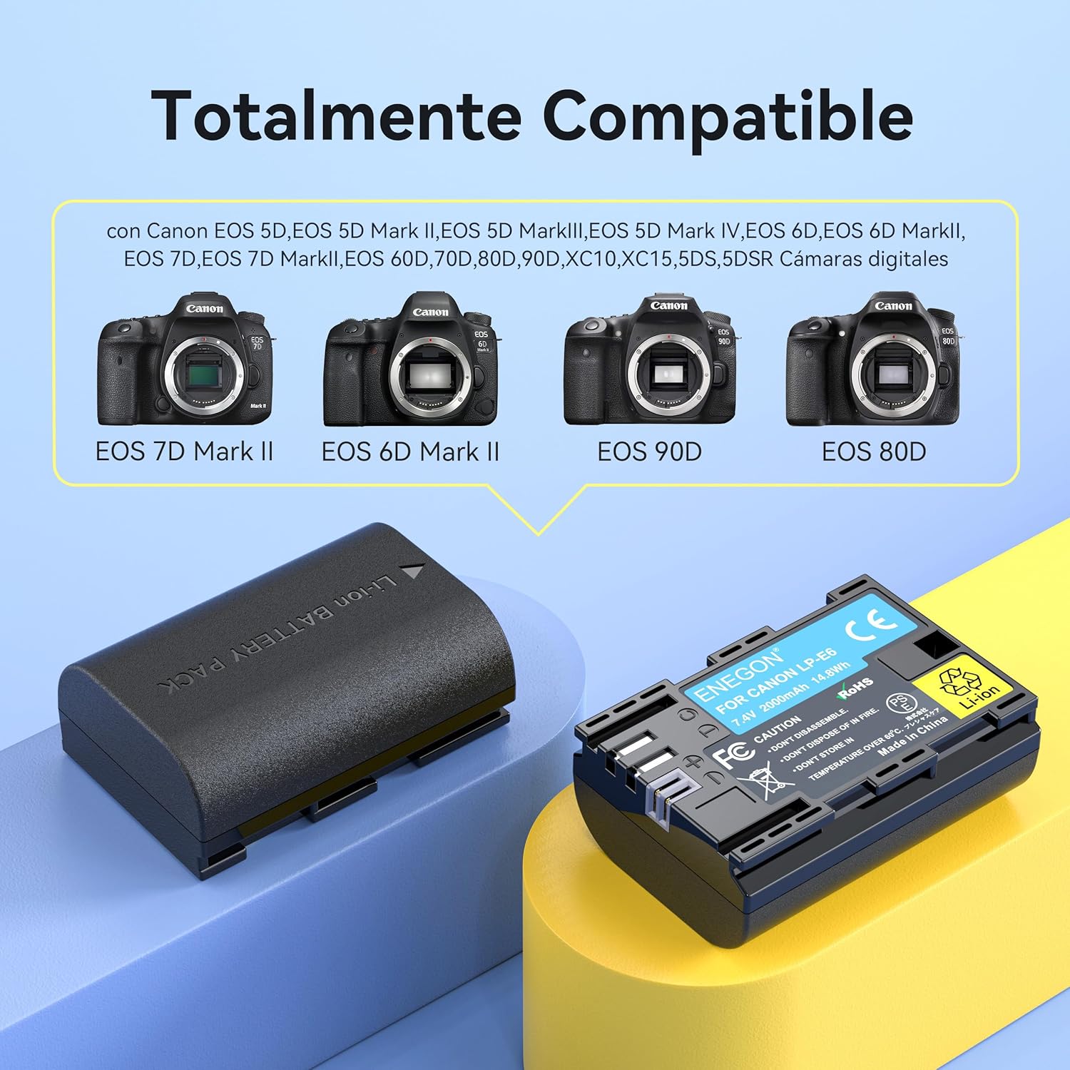 Detalle 2 de ENEGON LP-E6/LP-E6N Cargador doble 2×3000 mAh