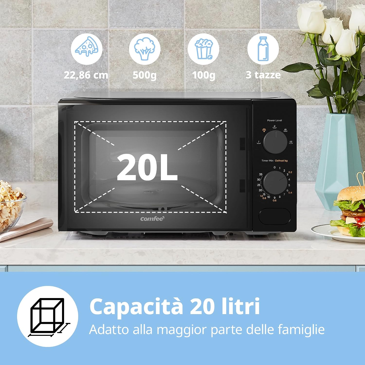 Detalle de COMFEE' Forno a Microonde Nero 20 L, 700 W – CM-M202CC(BK)