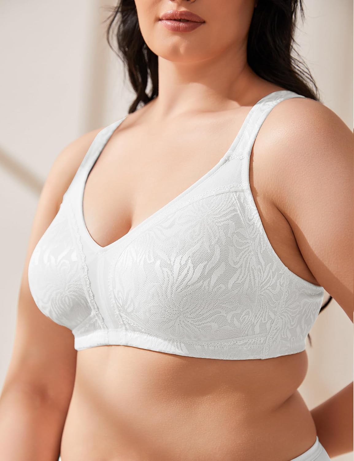 Detalle de Wingslove Women's Full Coverage Non Padded Comfort Minimizer Wire-Free Bra Plus Size