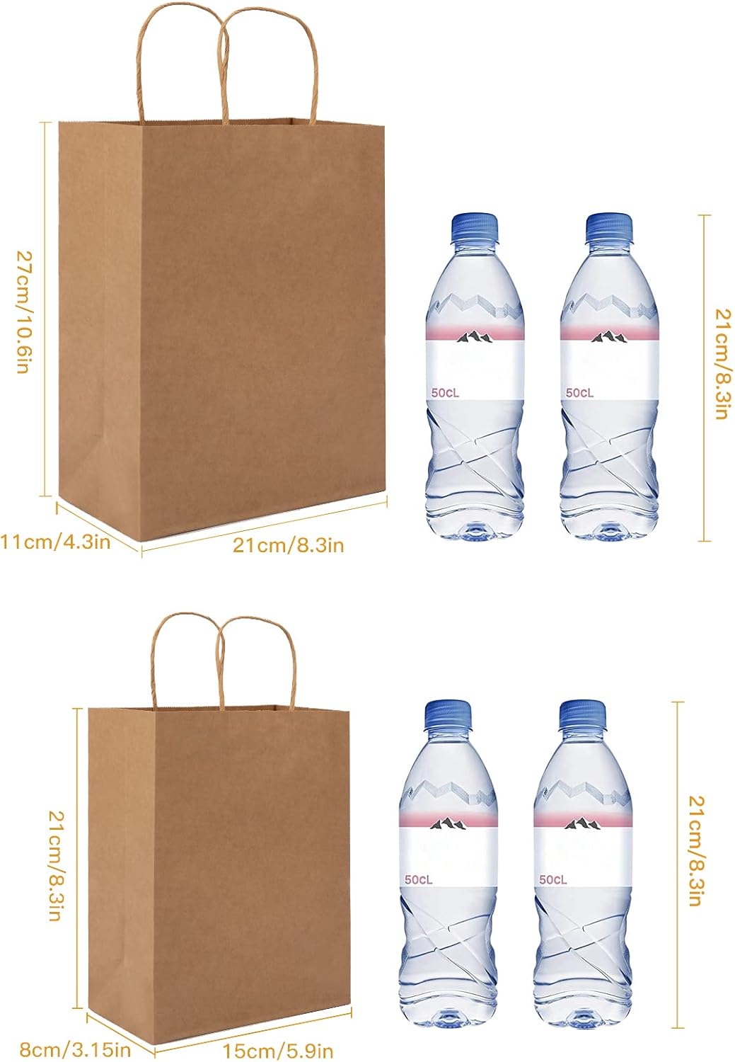 Detalle 2 de HAUSPROFI kraft paper bags 130gsm 27x21x11cm