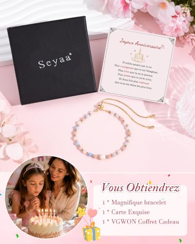 Thumbnail 5 de Seyaa Bracelet Pierre Naturelle – Cadeau Anniversaire Fille 8–12 ans (Pierre de Lune)