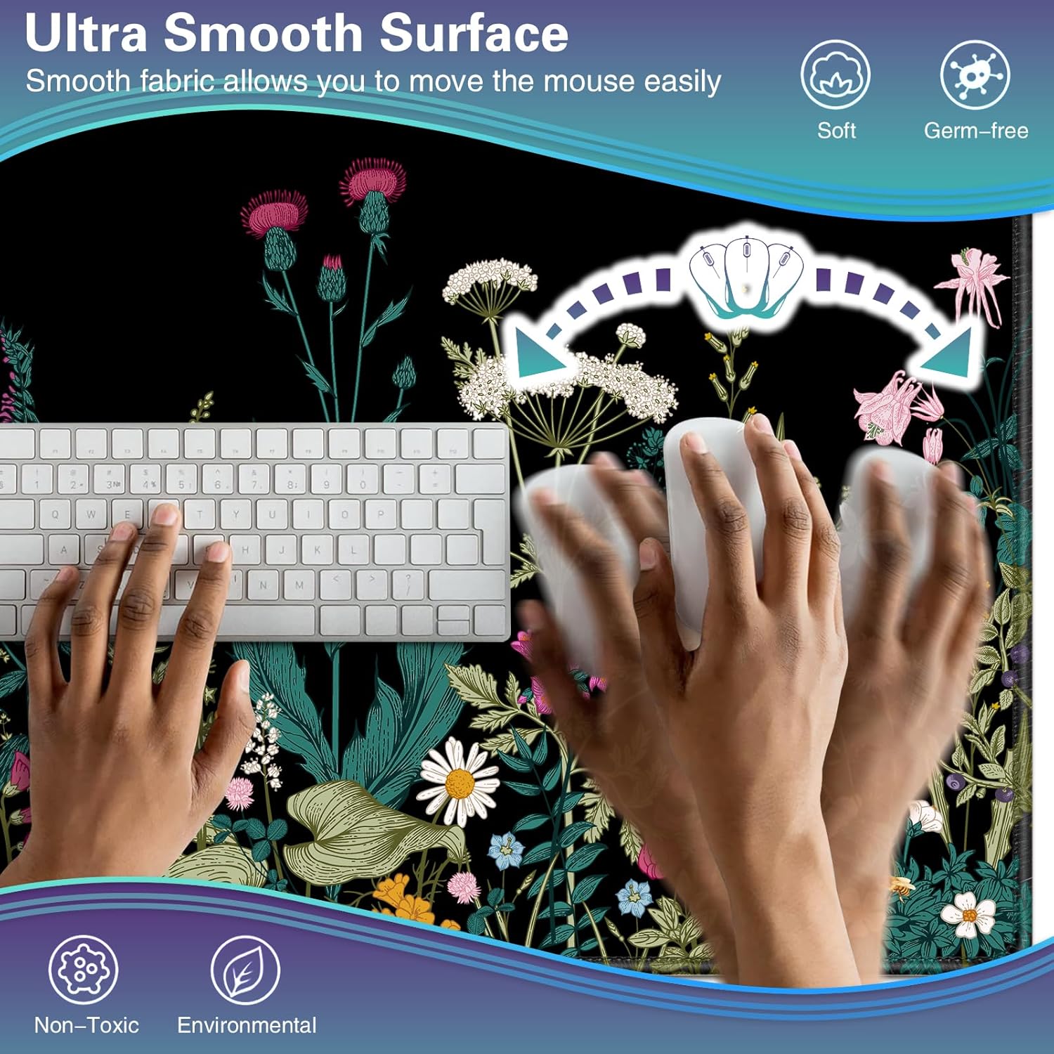 Thumbnail 2 de Acezeek XXL-Mauspad 900 x 400 mm mit genähten Kanten – rutschfeste Gummibasis, wasserabweisende Oberfläche