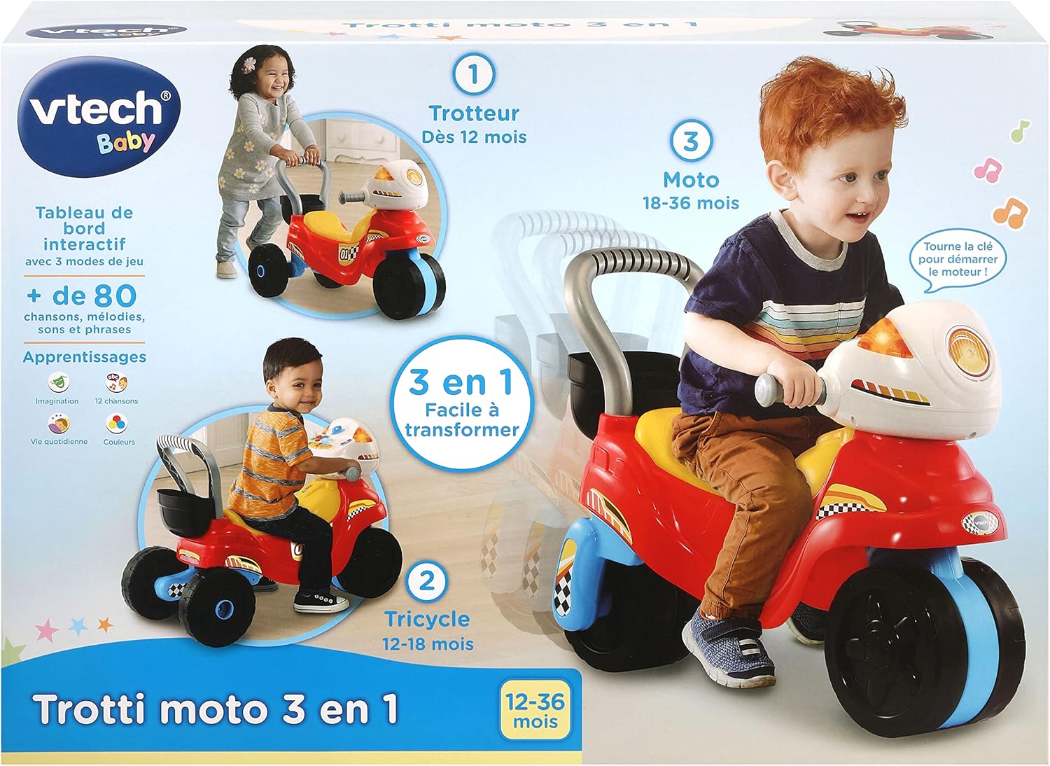 Thumbnail 3 de VTech Trotti Moto 3 en 1 : trotteur pousseur et moto porteuse avec piano interactif (dès 1 an)